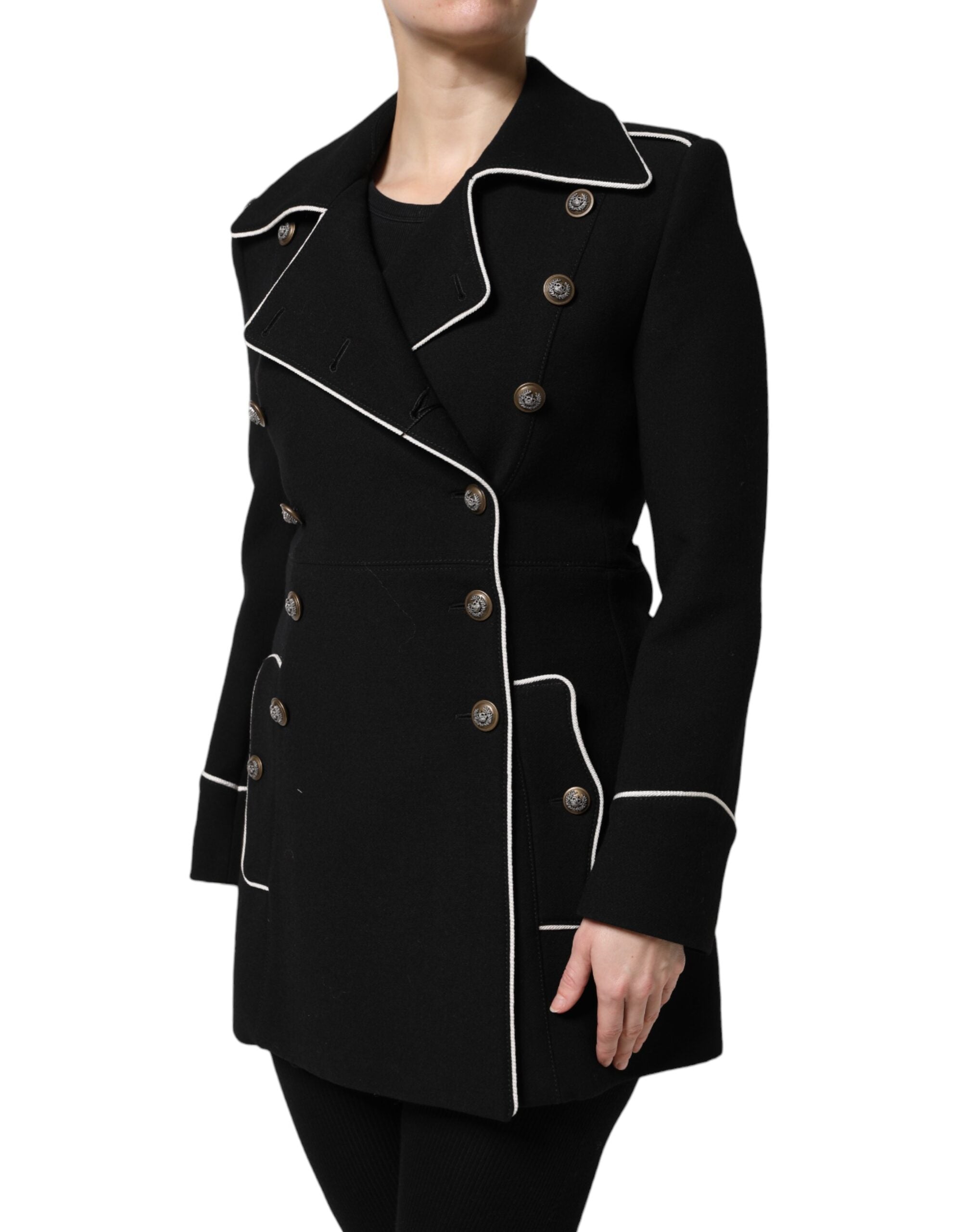Dolce & Gabbana Black Wool Double Breasted Blazer Jacket