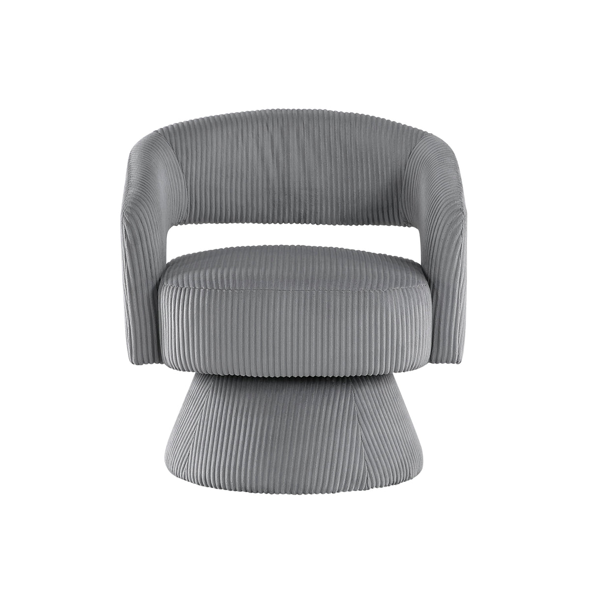 Modern Luxurious Swivel Accent Chair Dark Gray Soft Corduroy Upholstery Plush Seating Solid Wood Stylish Home Furniture 1pc