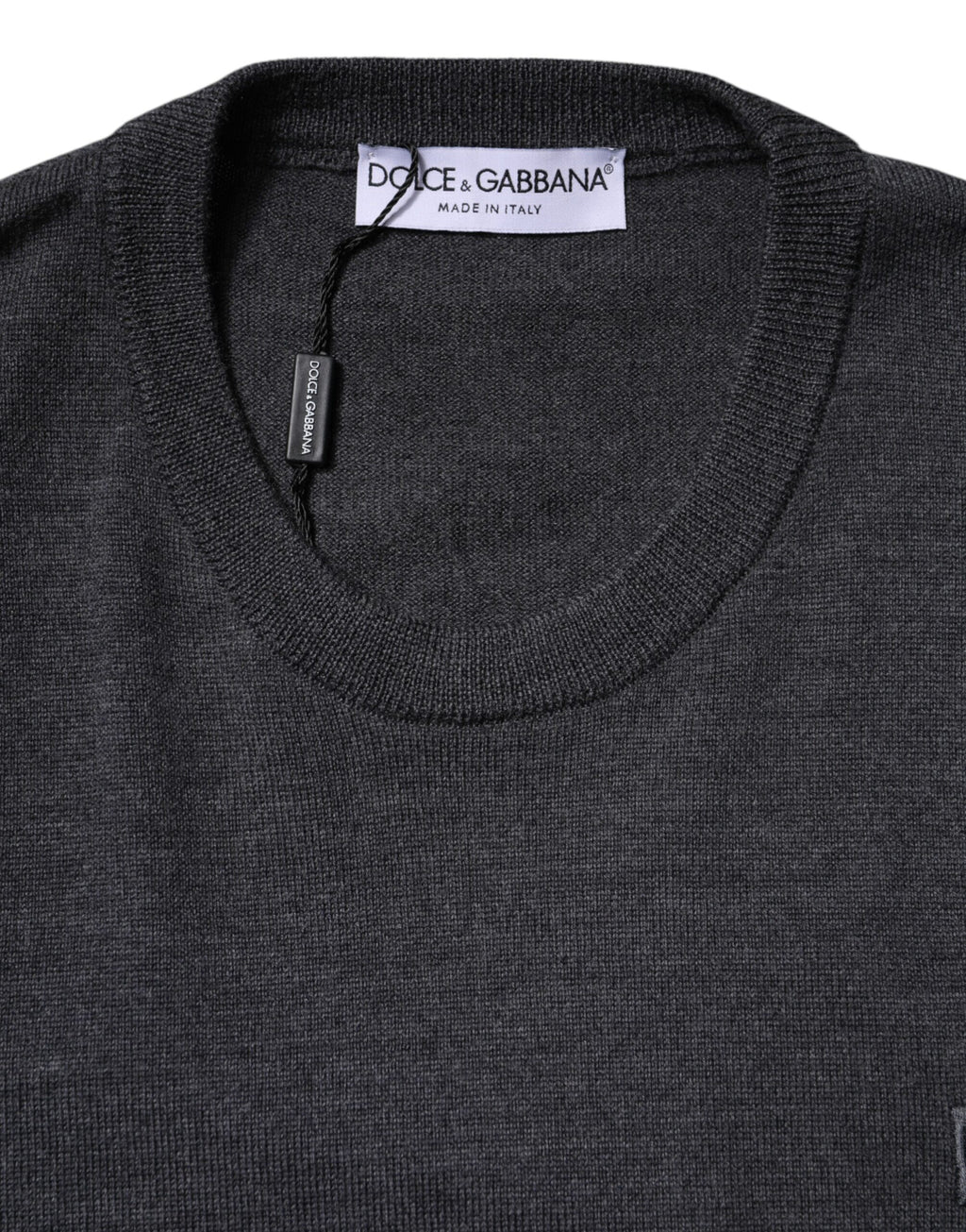 Dolce & Gabbana Gray Wool Logo Knitted Men Pullover Sweater