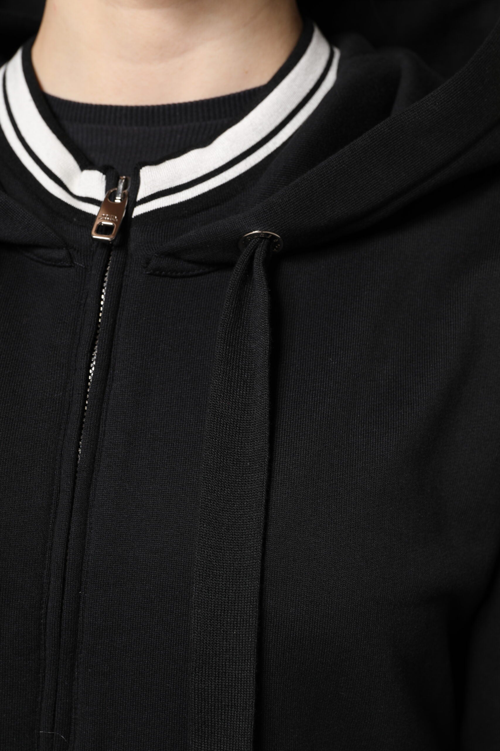 Dolce & Gabbana Black Cotton Hooded Full Zip Sweatshirt Sweater