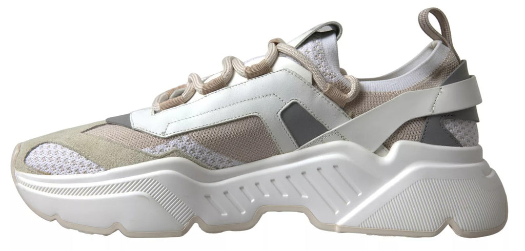 Dolce & Gabbana Sneakers White Beige Leather Sport DAYMASTER Shoes