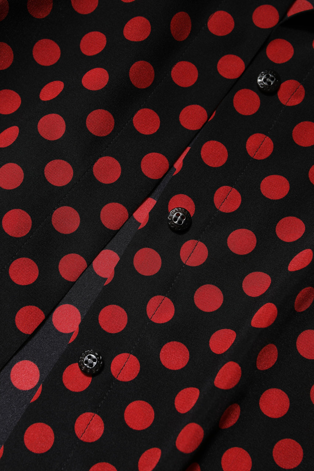 Dolce & Gabbana Black Red Polka Dot Silk Long Sleeves Top