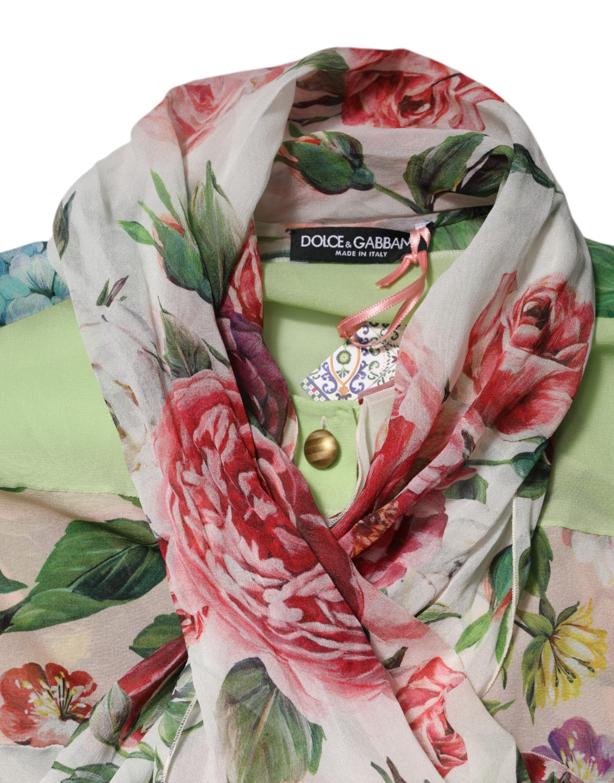 Dolce & Gabbana Multicolor Floral Patchwork Long Sleeves Top