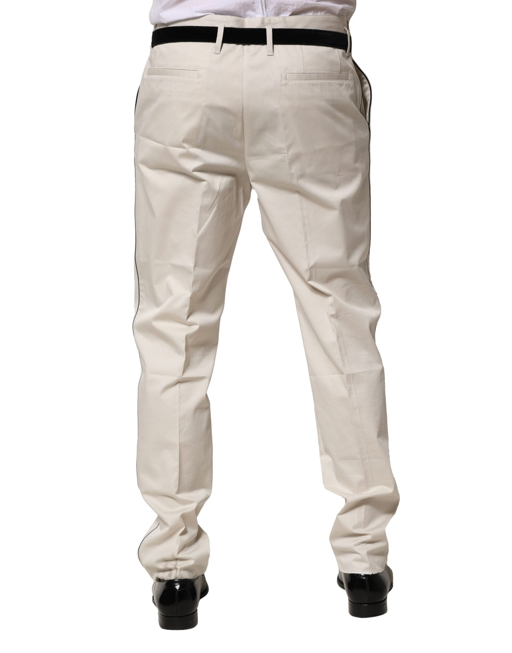 Dolce & Gabbana White Cotton Dress Slim Formal Pants