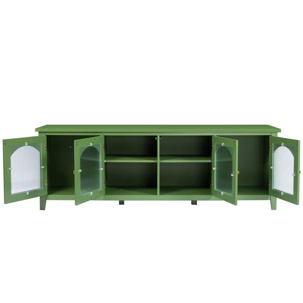 Stylish Antique Green TV Cabinet with Solid Wood Frame and Changhong Glass Door, 71-inch