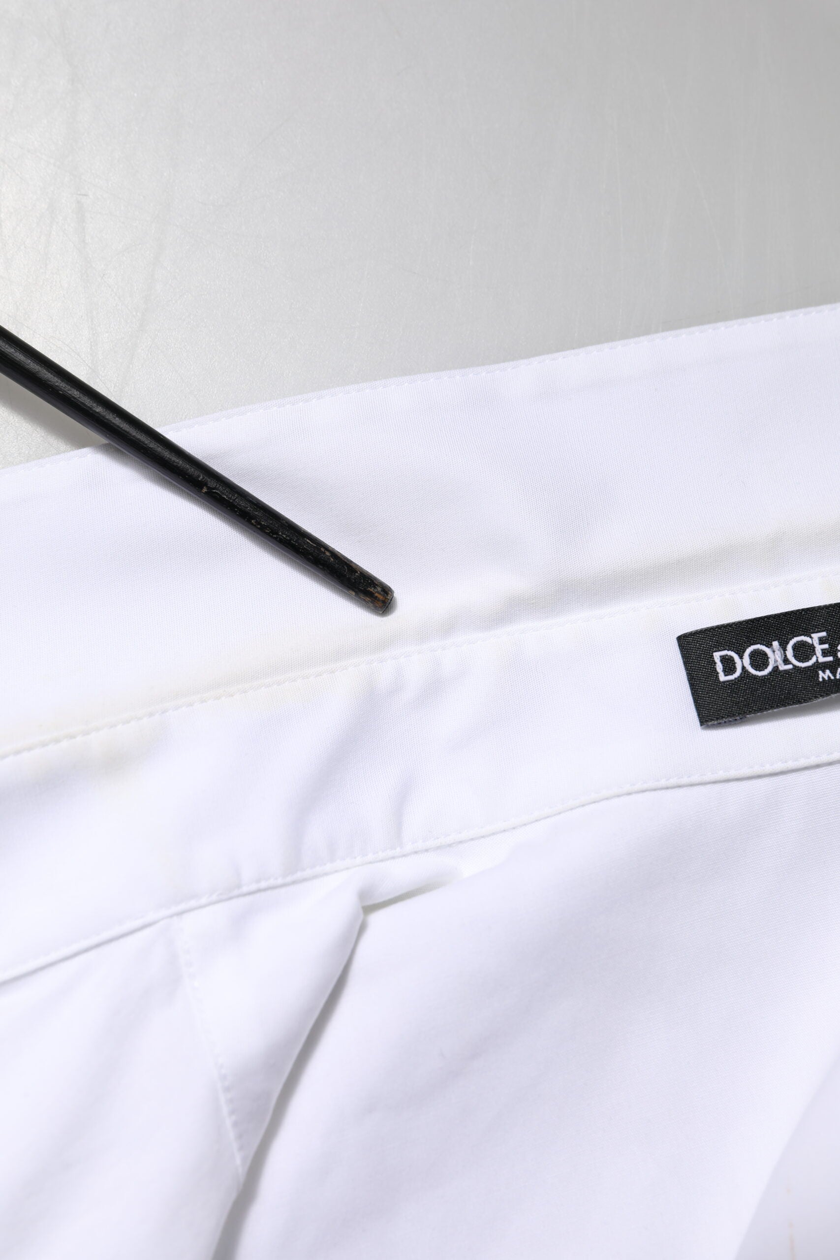 Dolce & Gabbana White Cotton Collared Long Sleeves Blouse Top