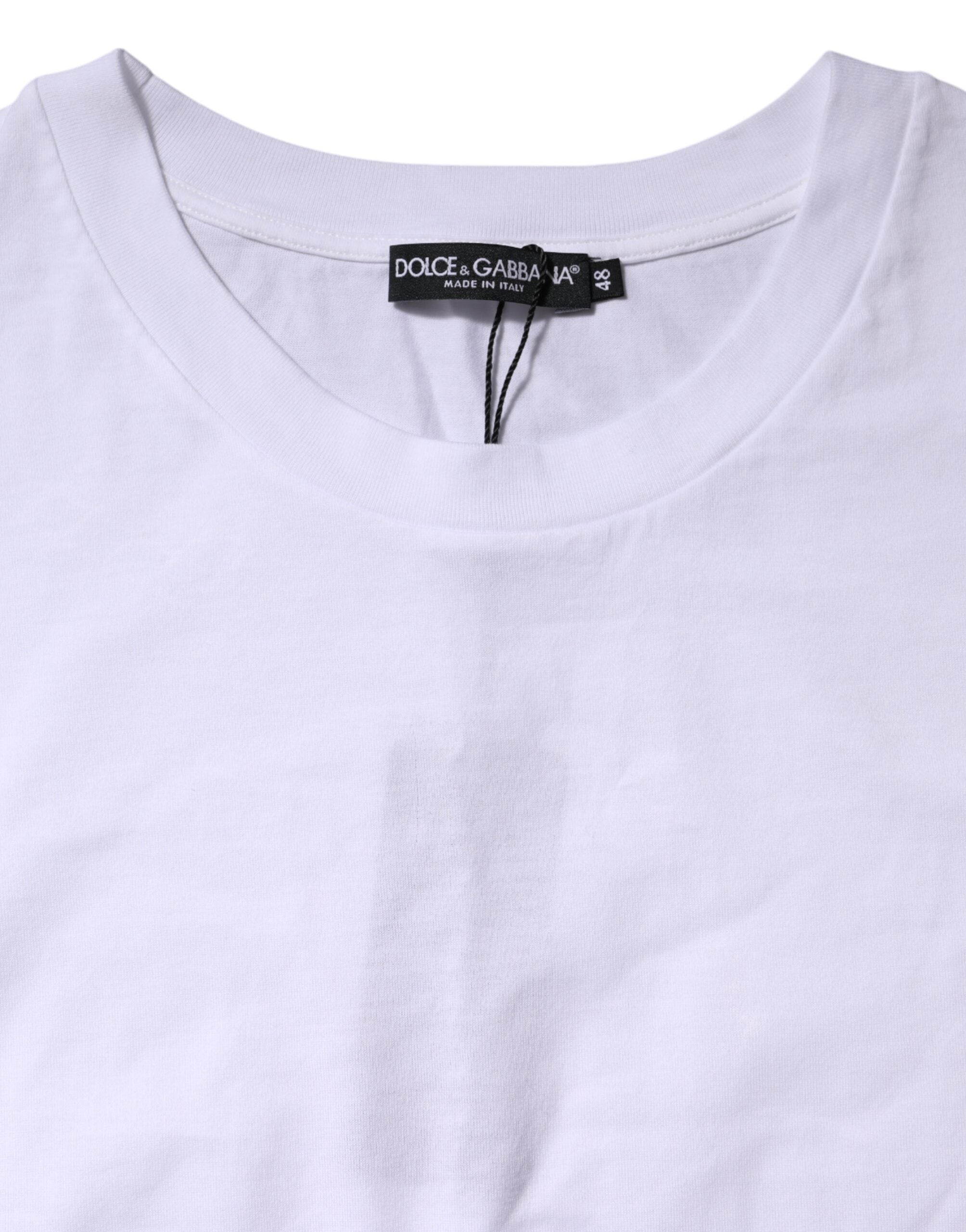 Dolce & Gabbana White Cotton Short Sleeve Round Neck T-shirt