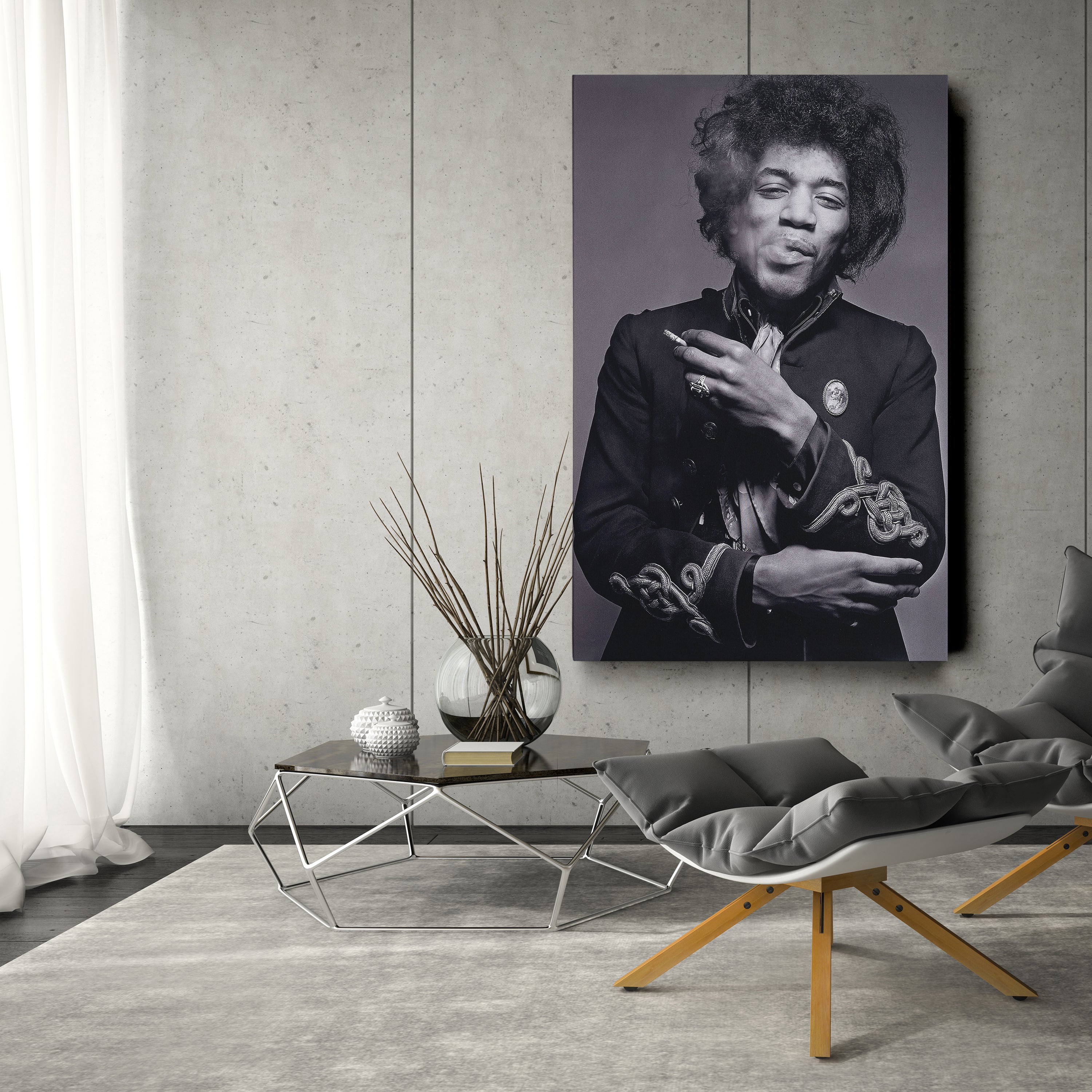 Jimi Hendrix Smoking Canvas Print – Iconic Guitarist Wall Art for Home Decor