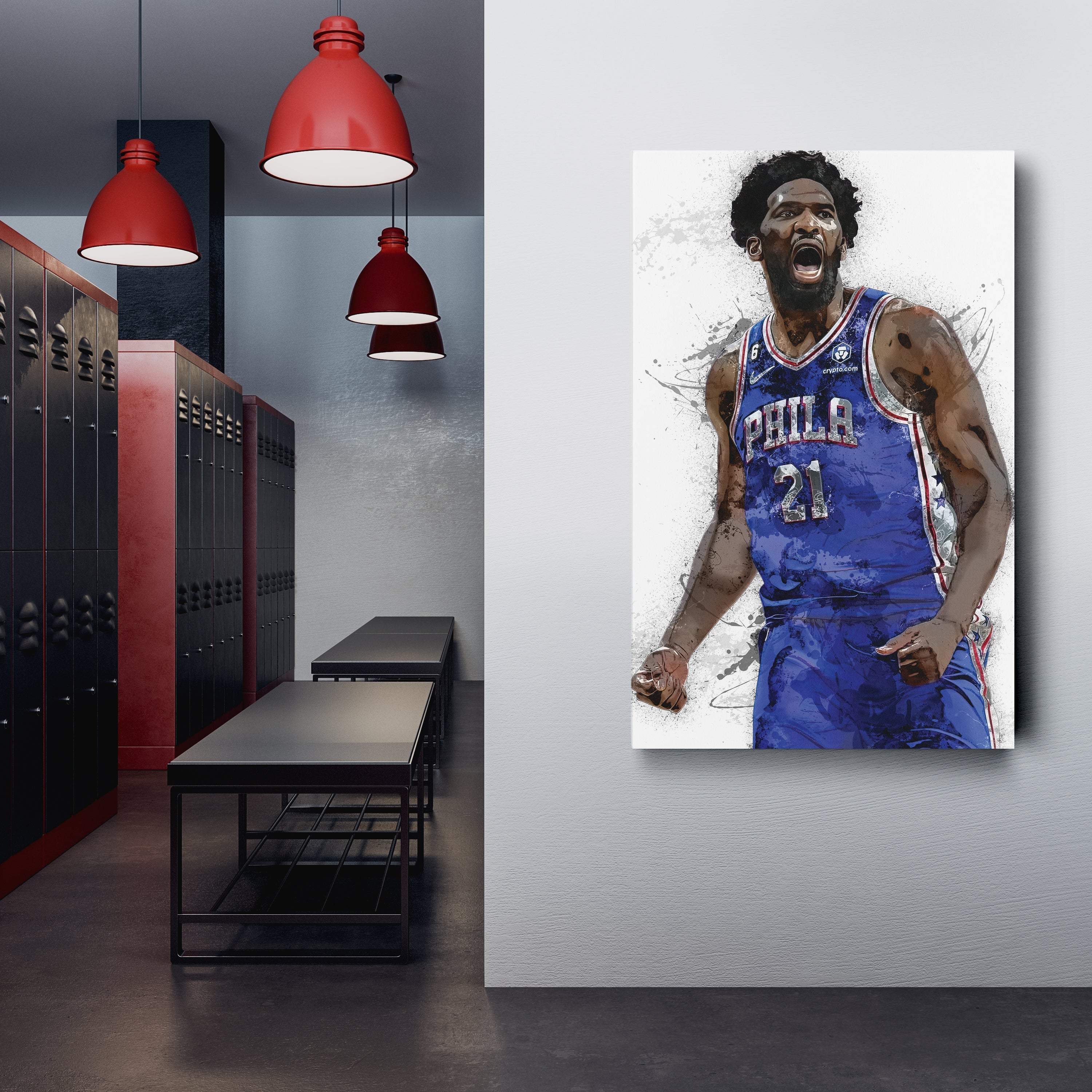 Joel Embiid Canvas Art – Philadelphia 76ers Wall Decor