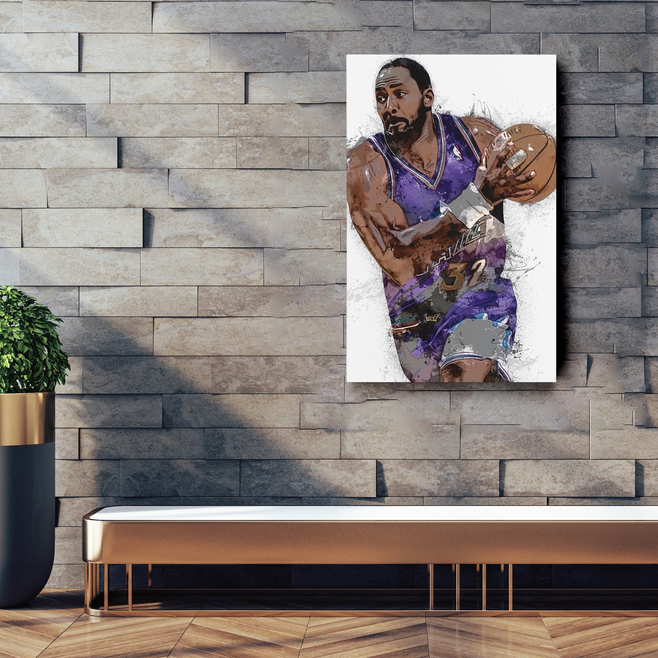 Karl Malone Canvas Art – Utah Jazz Wall Decor