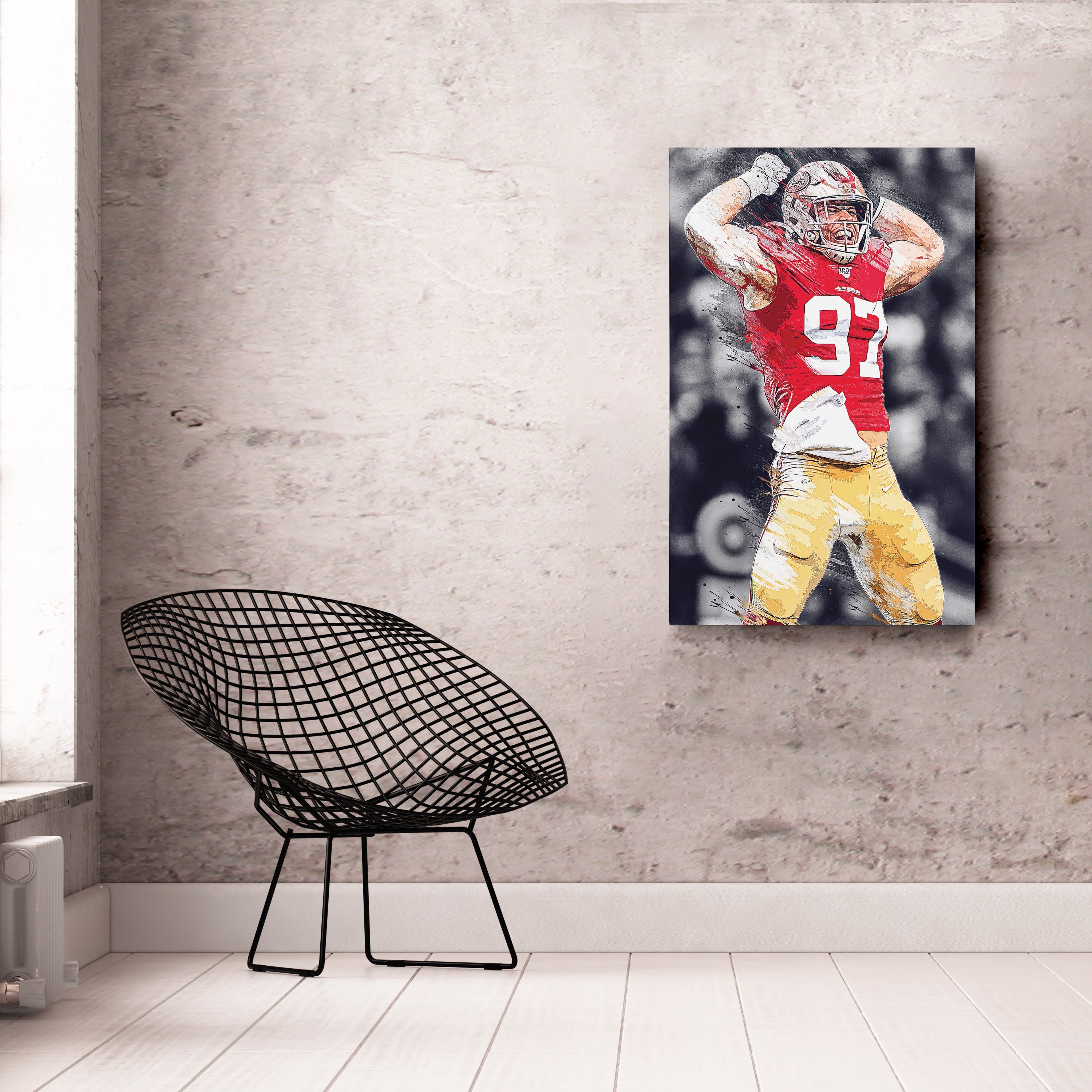 Nick Bosa Canvas Art – 49ers NFL Celebration Wall Decor