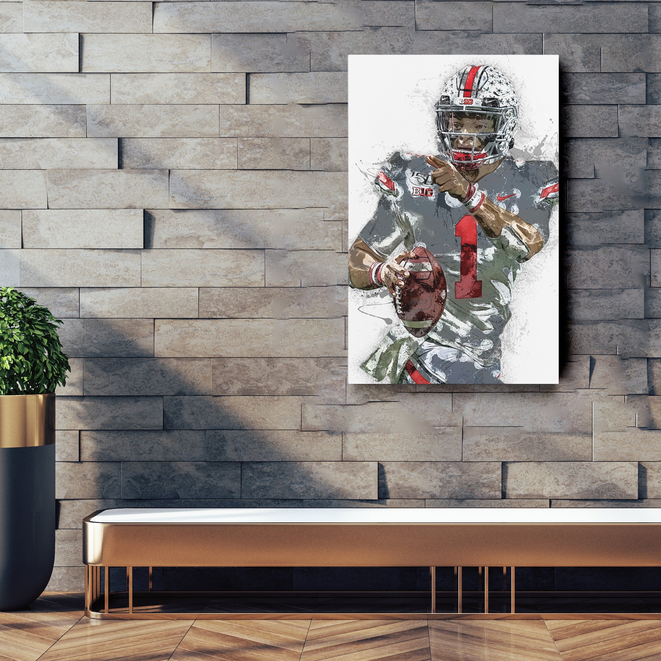 Justin Fields Canvas Art – Ohio State Buckeyes Wall Decor