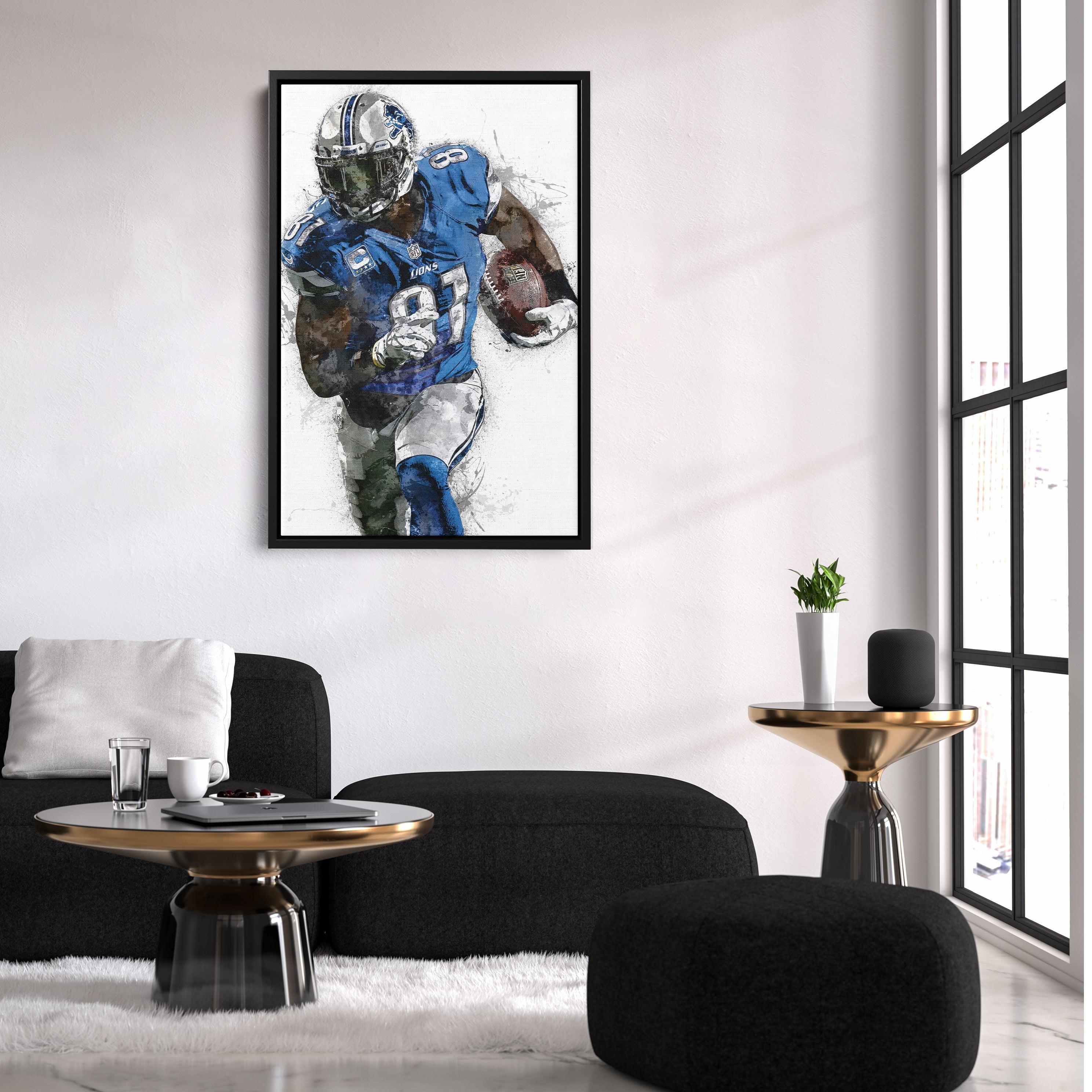 Calvin Johnson Canvas Art – Detroit Lions Wall Decor