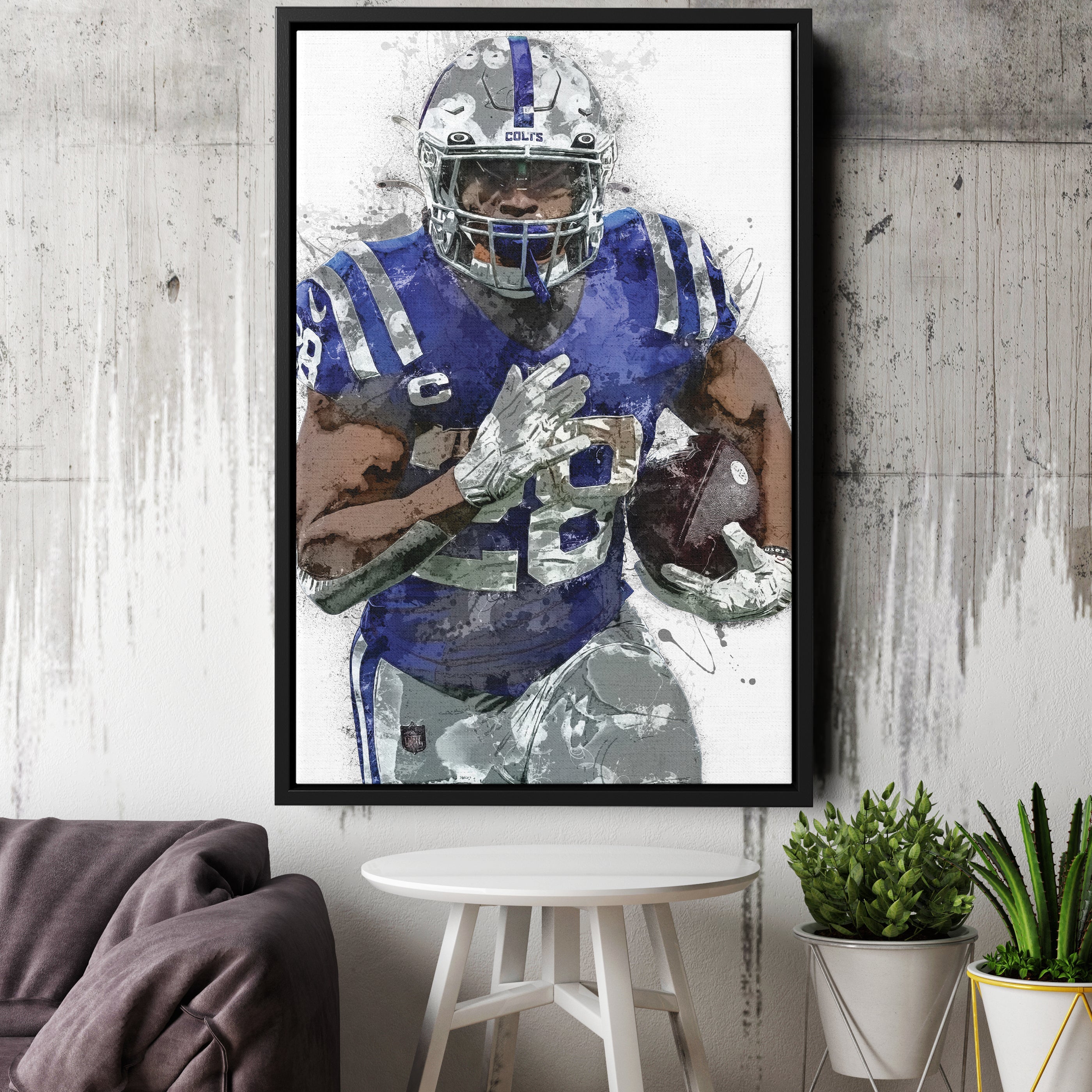 Jonathan Taylor Canvas Art – Indianapolis Colts Wall Decor