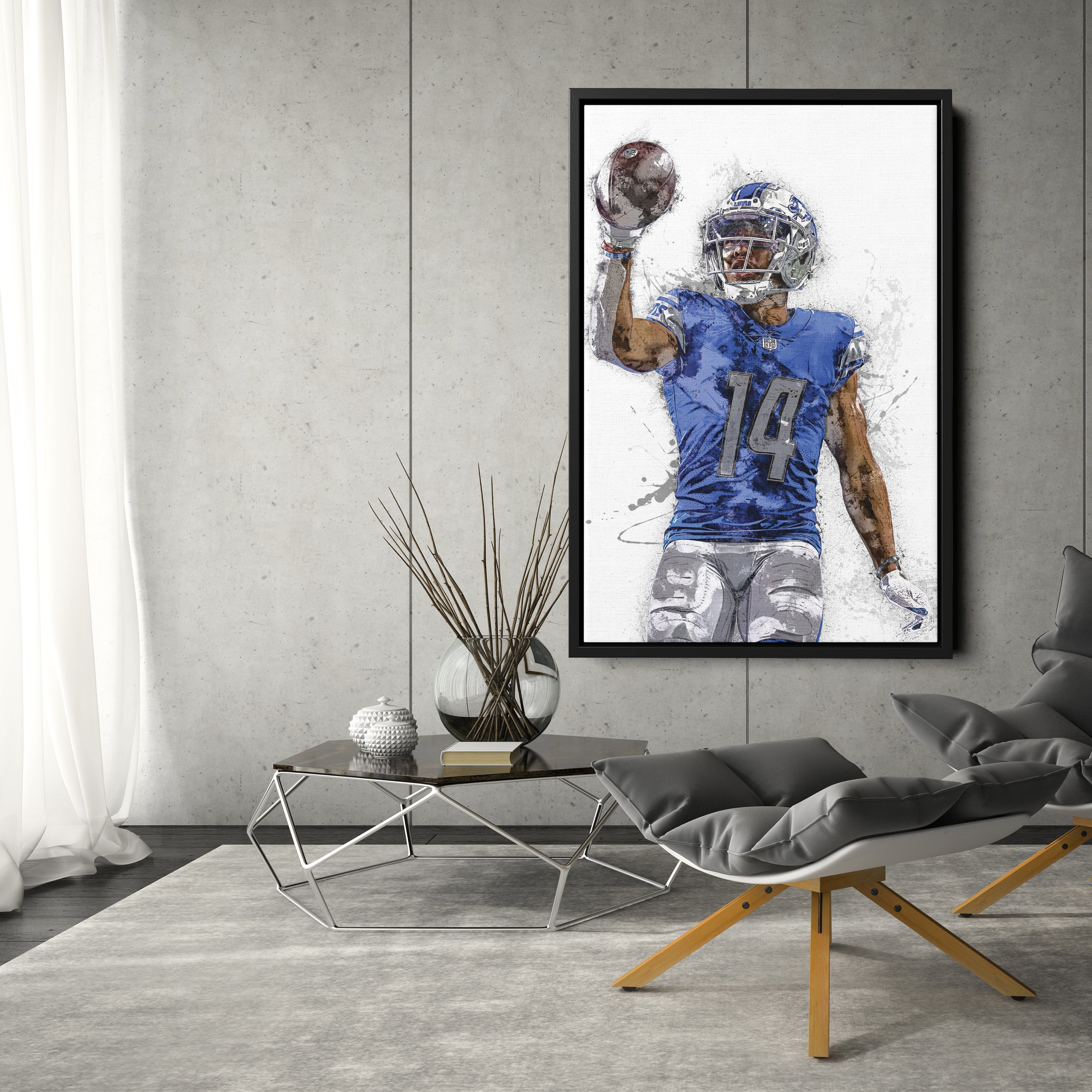 Amon-Ra St. Brown Canvas Art – Detroit Lions Wall Decor