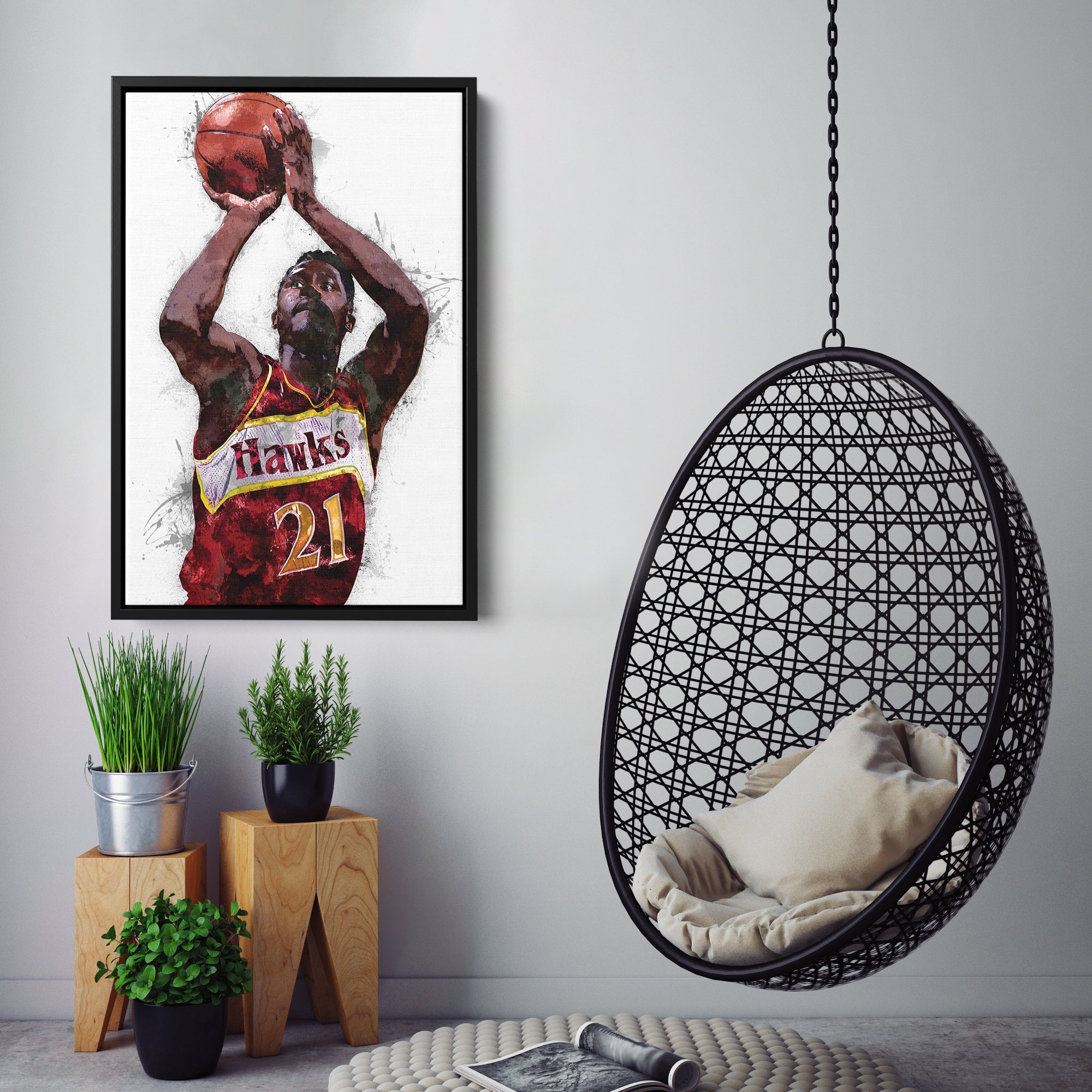 Dominique Wilkins Canvas Art – Atlanta Hawks Wall Decor