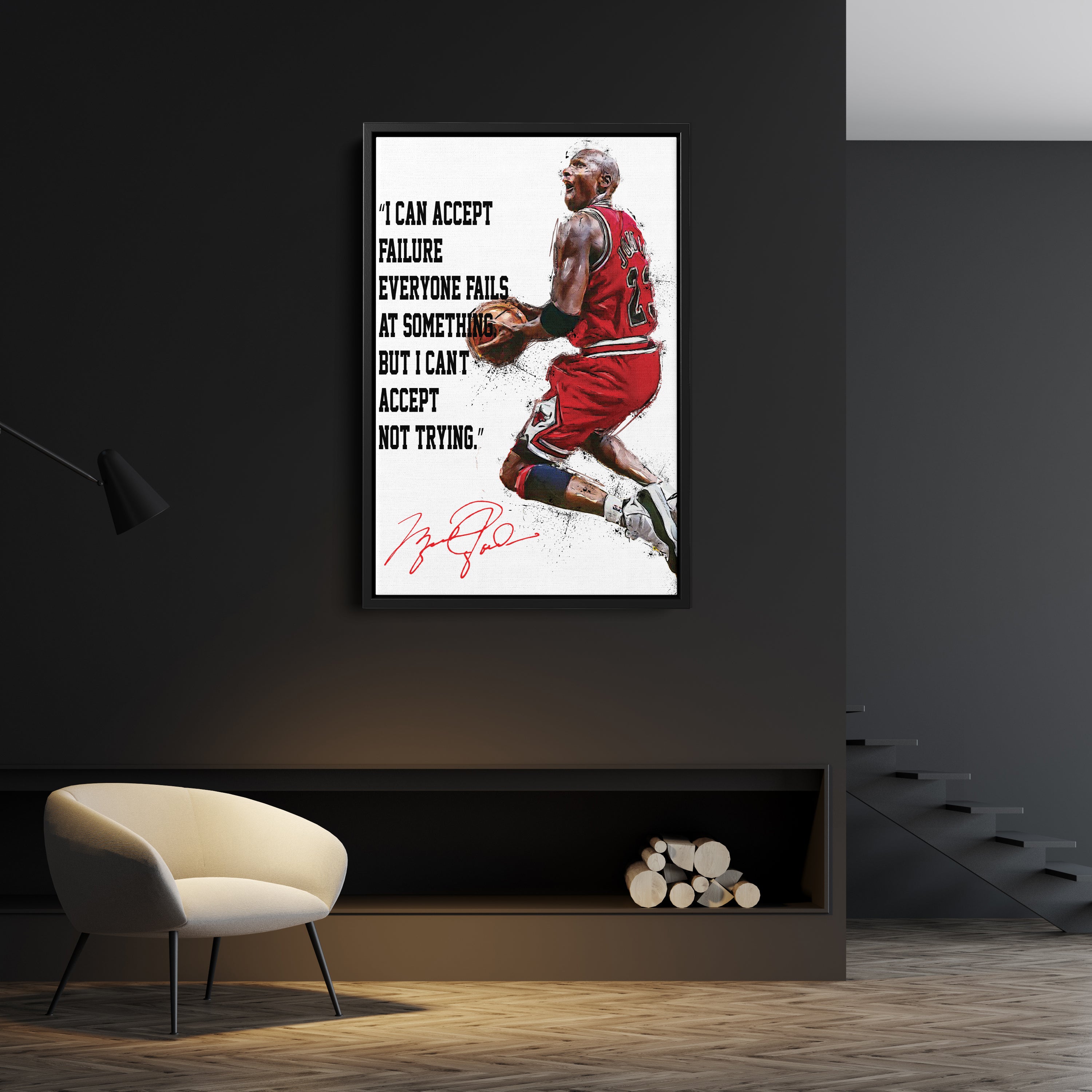 Michael Jordan Canvas Print – Motivational Bulls Quote Wall Art for Sports Fans