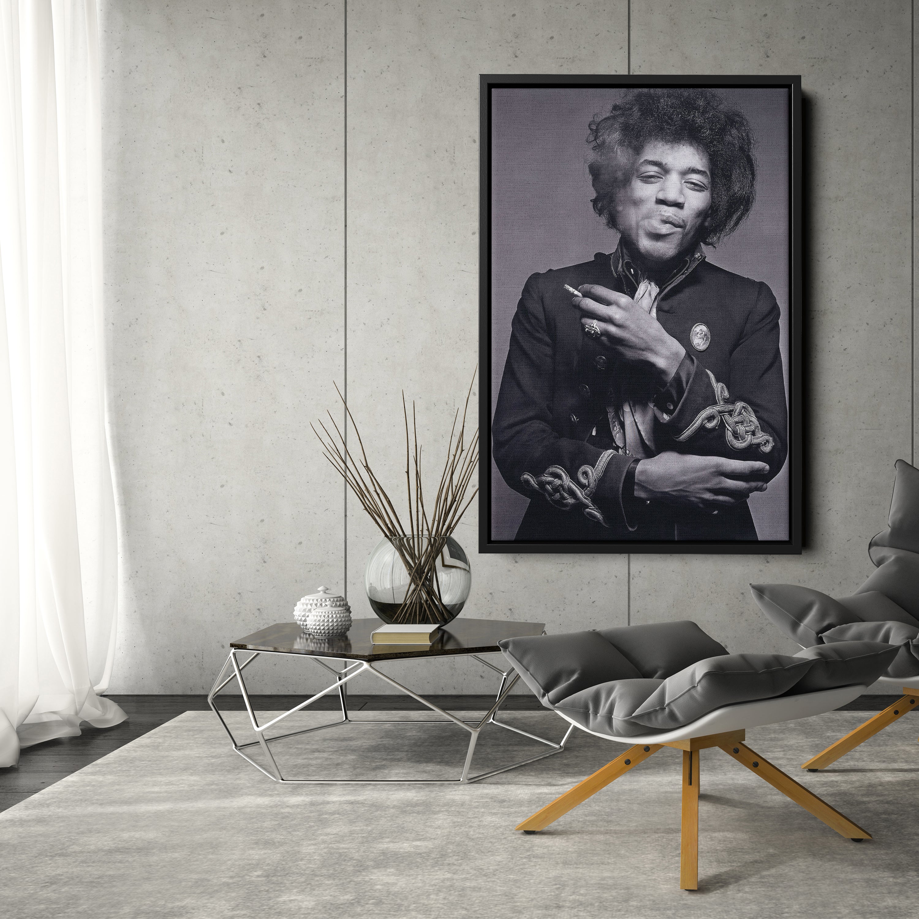 Jimi Hendrix Smoking Canvas Print – Iconic Guitarist Wall Art for Home Decor