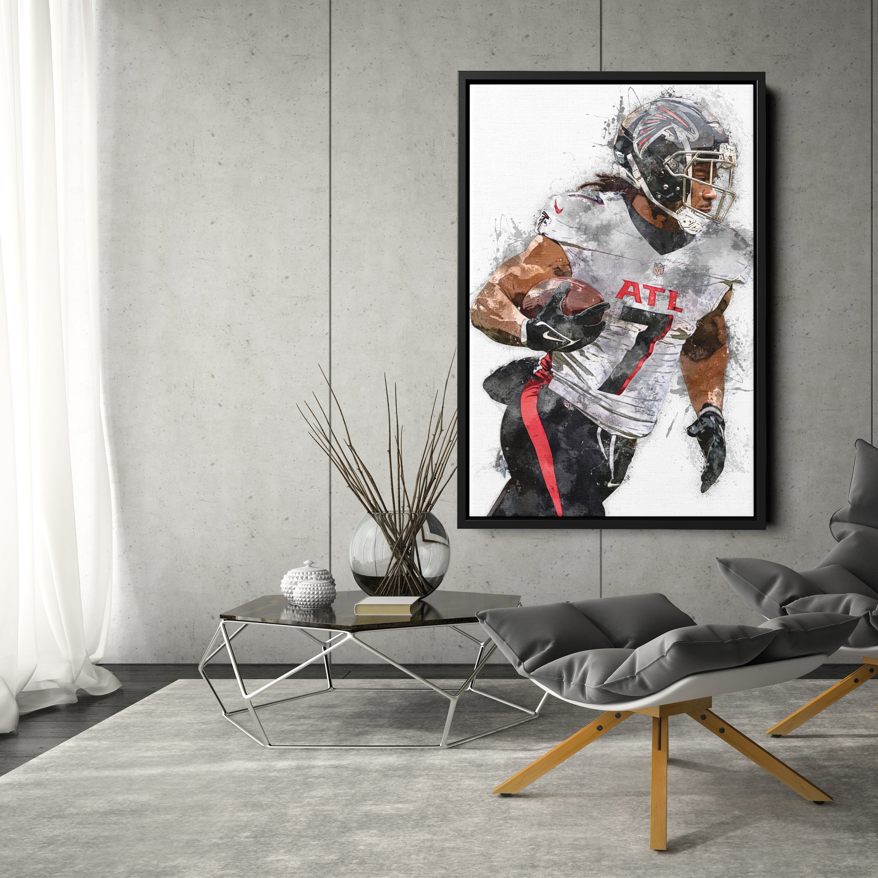 Bijan Robinson Canvas Art – Atlanta Falcons Wall Decor