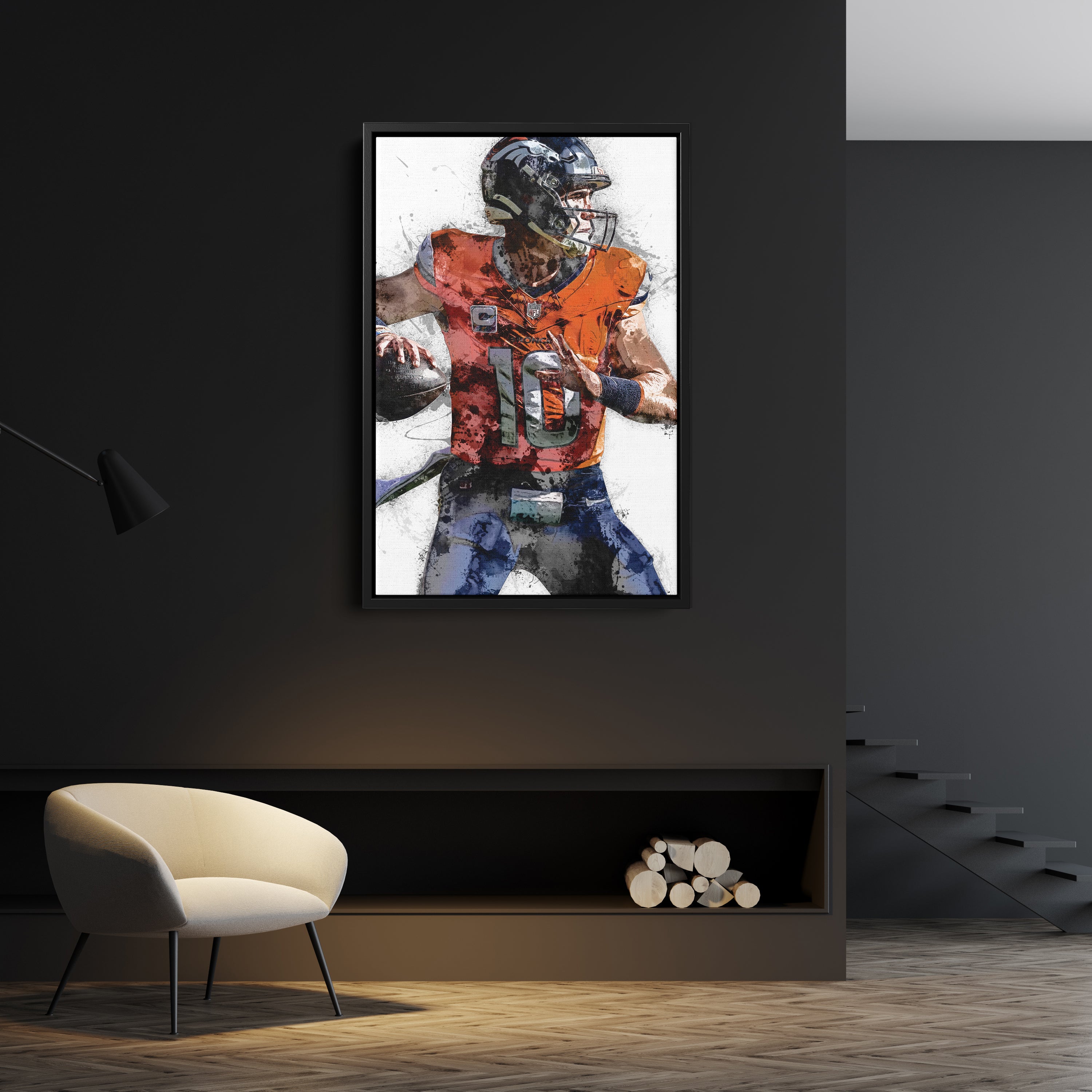 Bo Nix Canvas Art – Denver Broncos Wall Decor