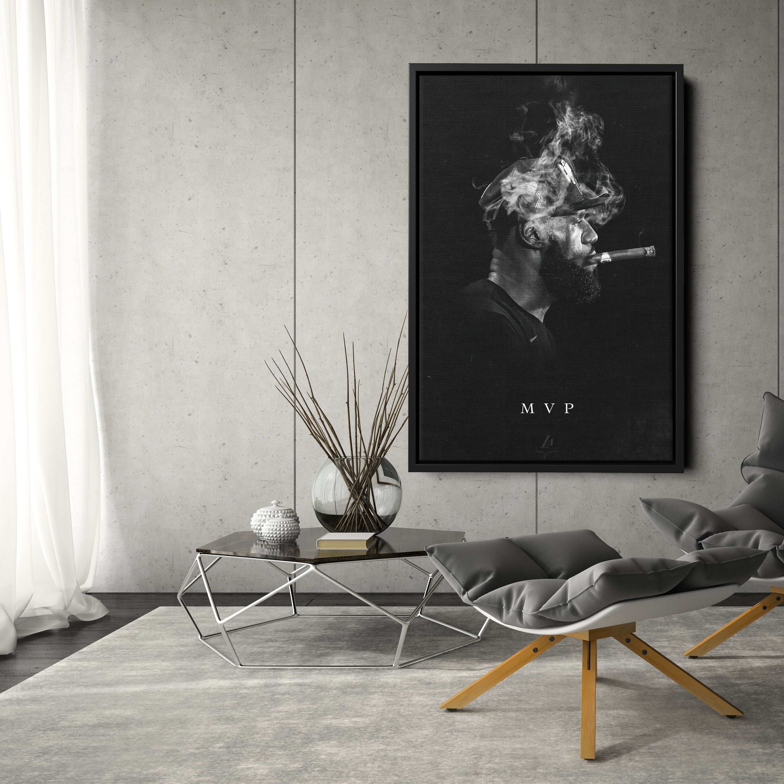 LeBron James Canvas Art – Cigar Lakers Wall Decor