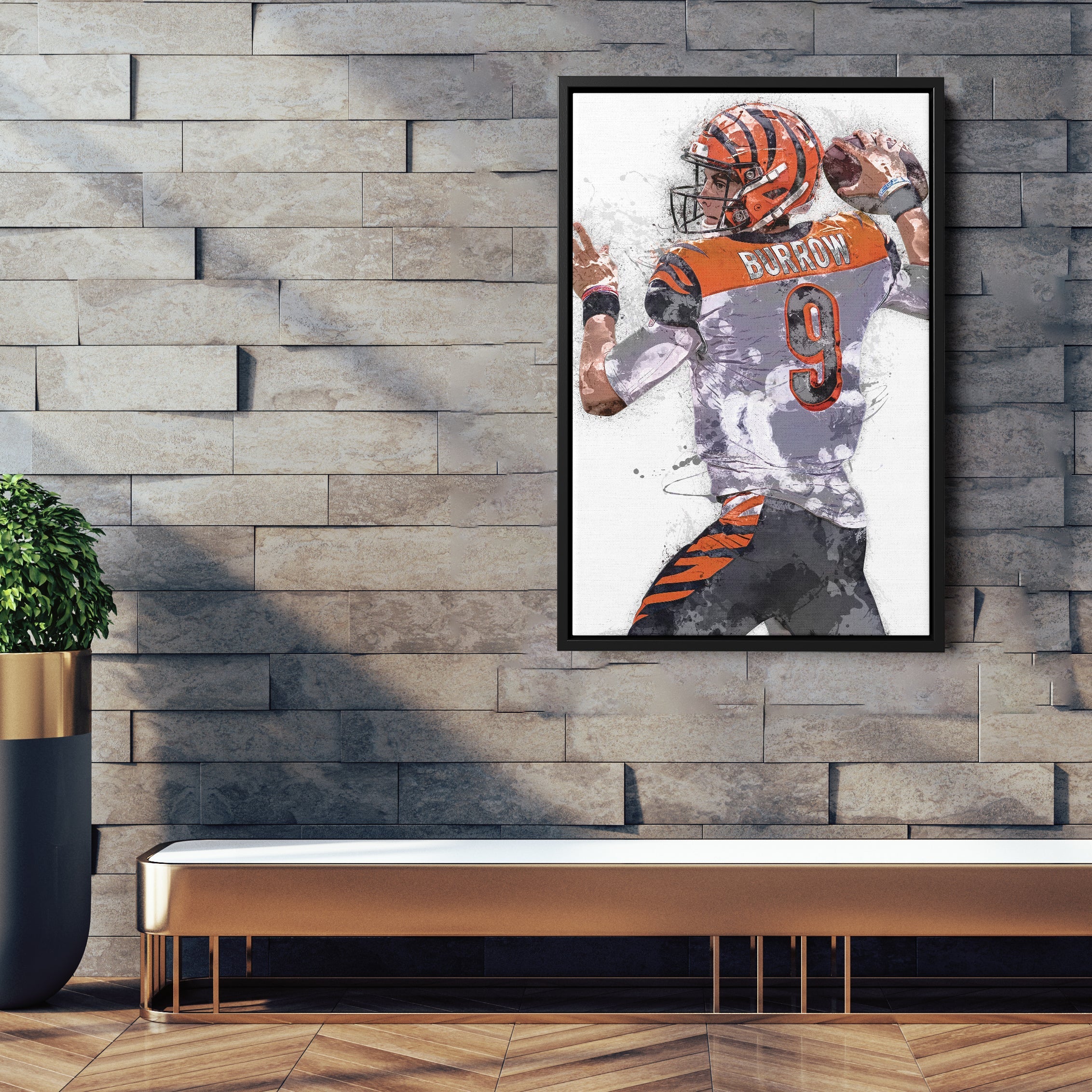 Joe Burrow Bengals Canvas Art – Cincinnati Bengals Wall Decor