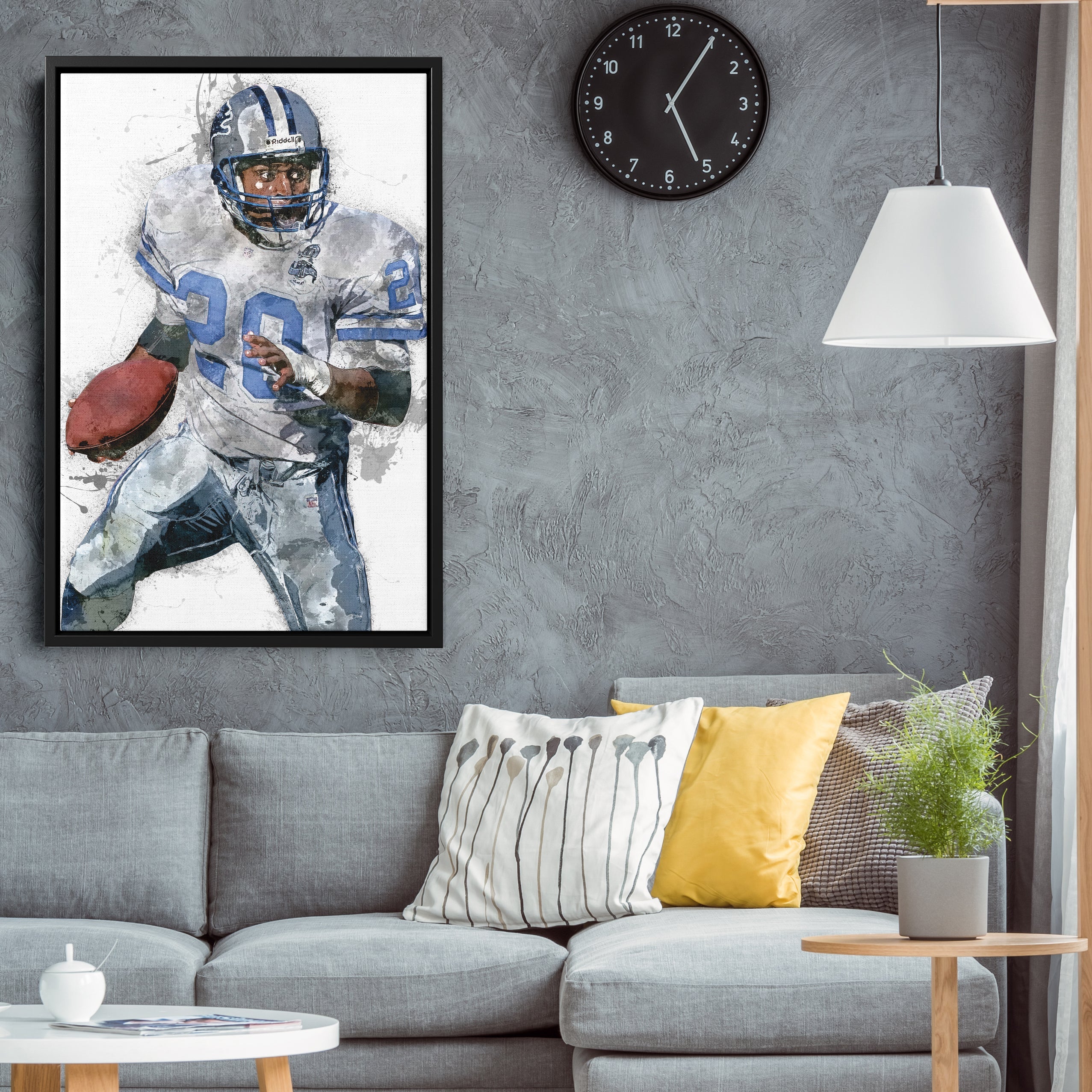 Barry Sanders Canvas Art – Detroit Lions Wall Decor