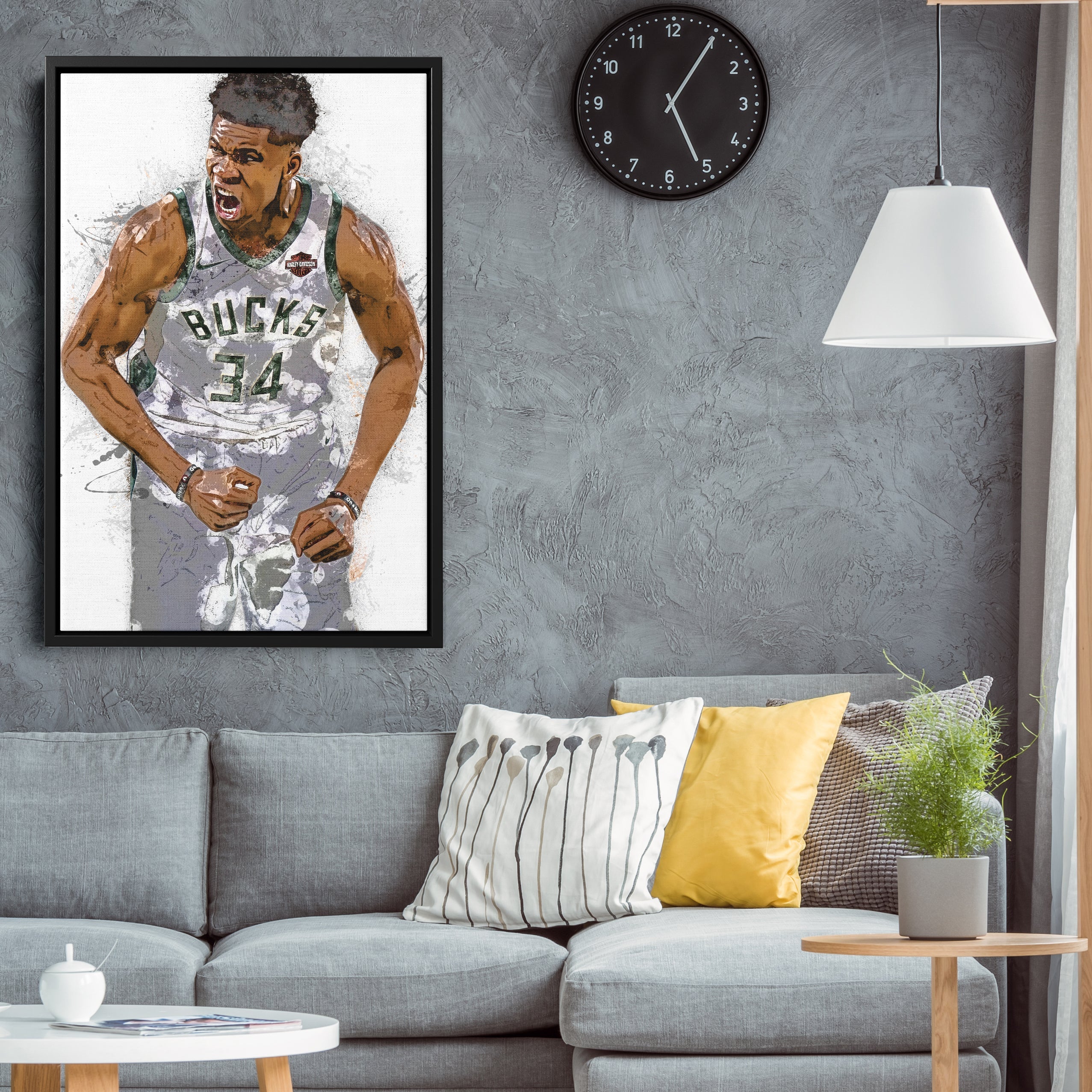 Giannis Antetokounmpo Canvas Art – Milwaukee Bucks Wall Decor