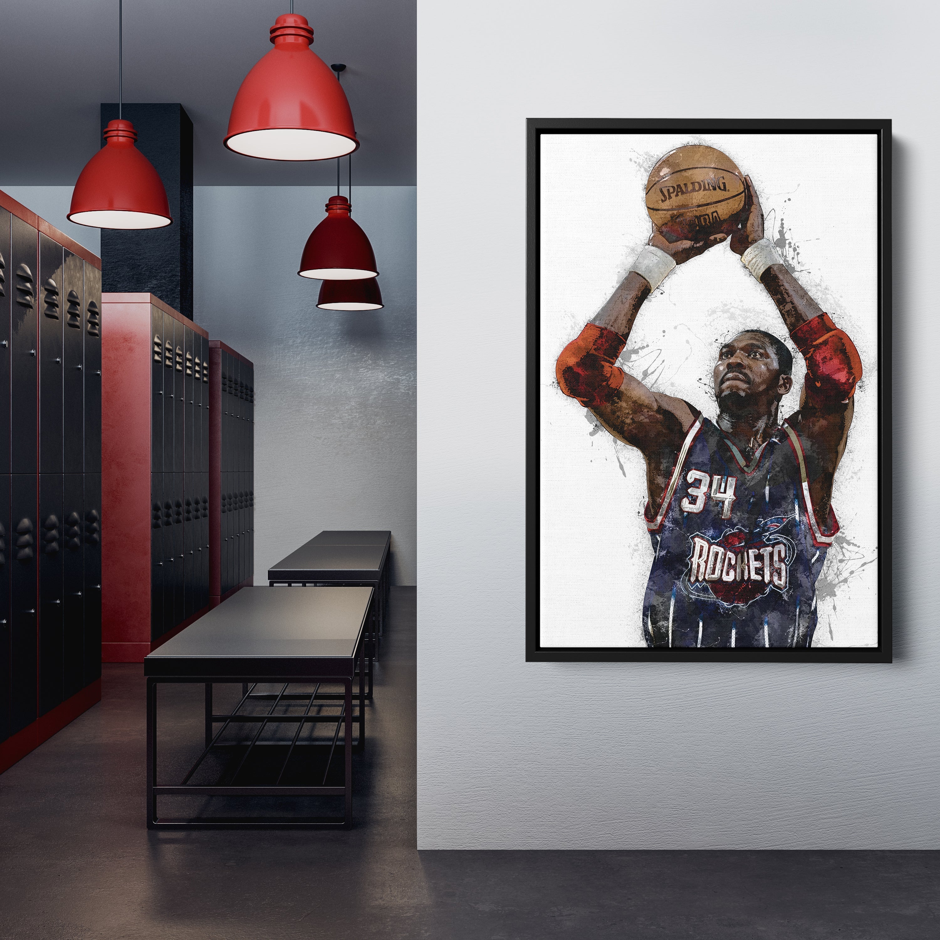 Hakeem Olajuwon Canvas Art – Houston Rockets Wall Decor