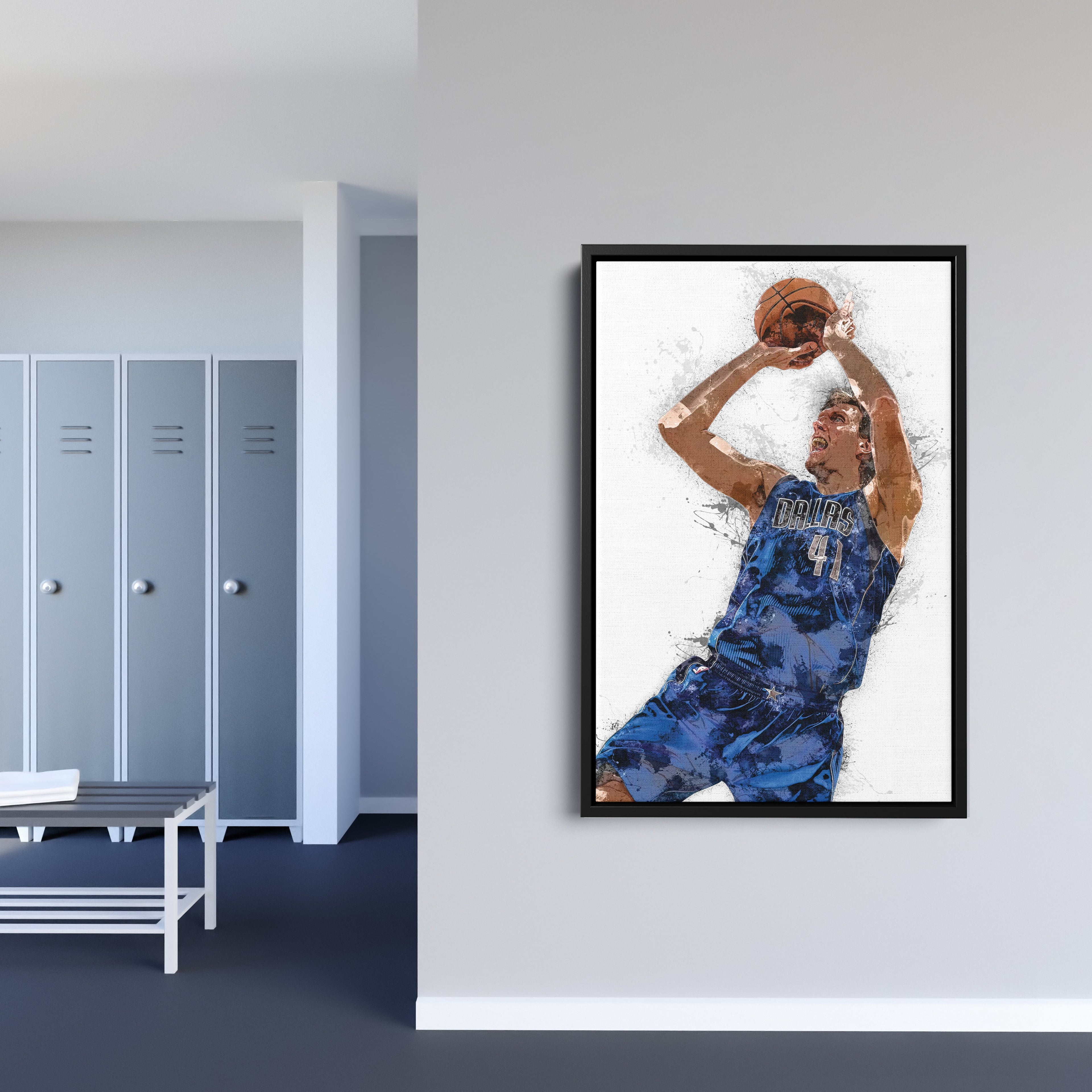 Dirk Nowitzki Canvas Art – Dallas Mavericks Legend Wall Decor