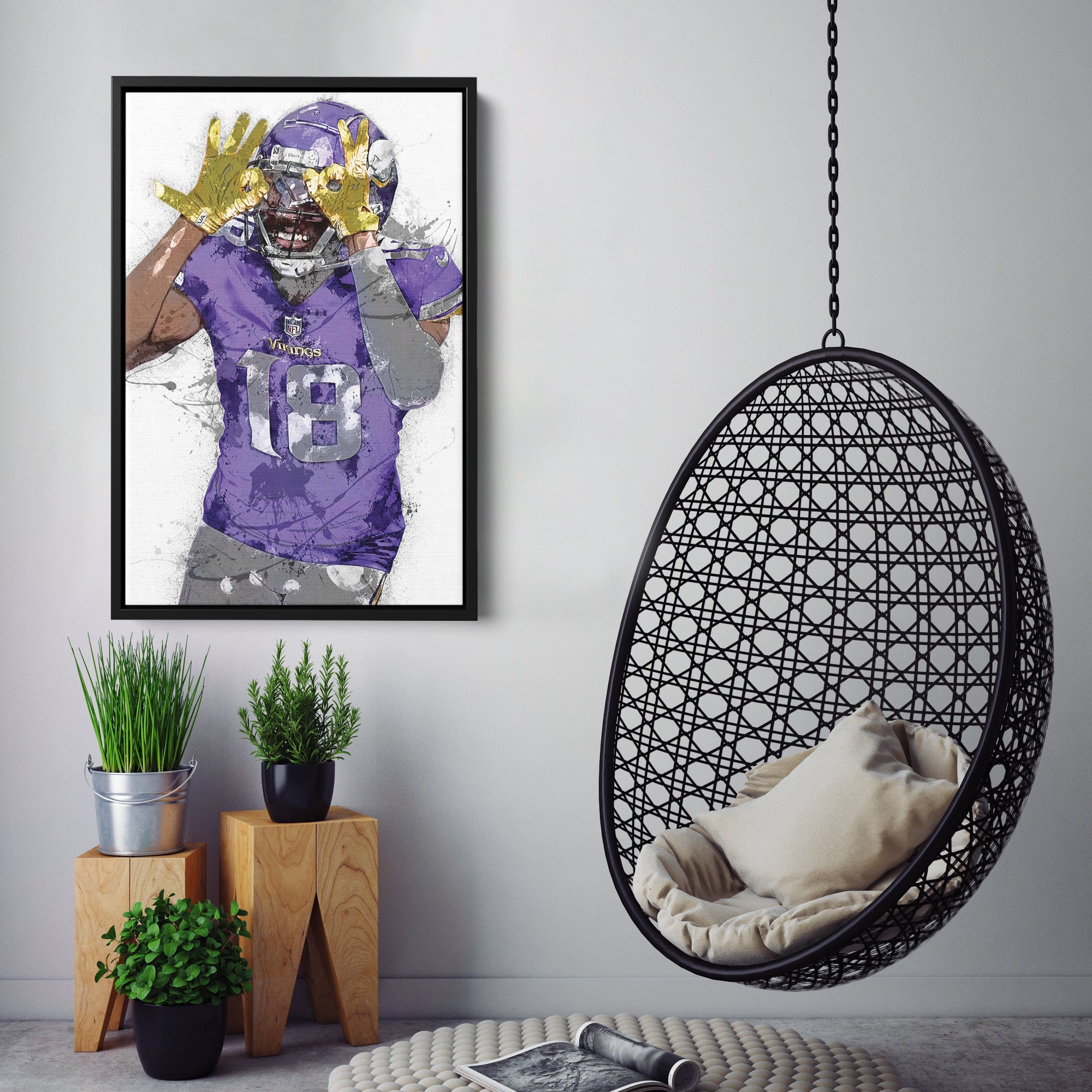 Justin Jefferson Canvas Art – Minnesota Vikings Wall Decor