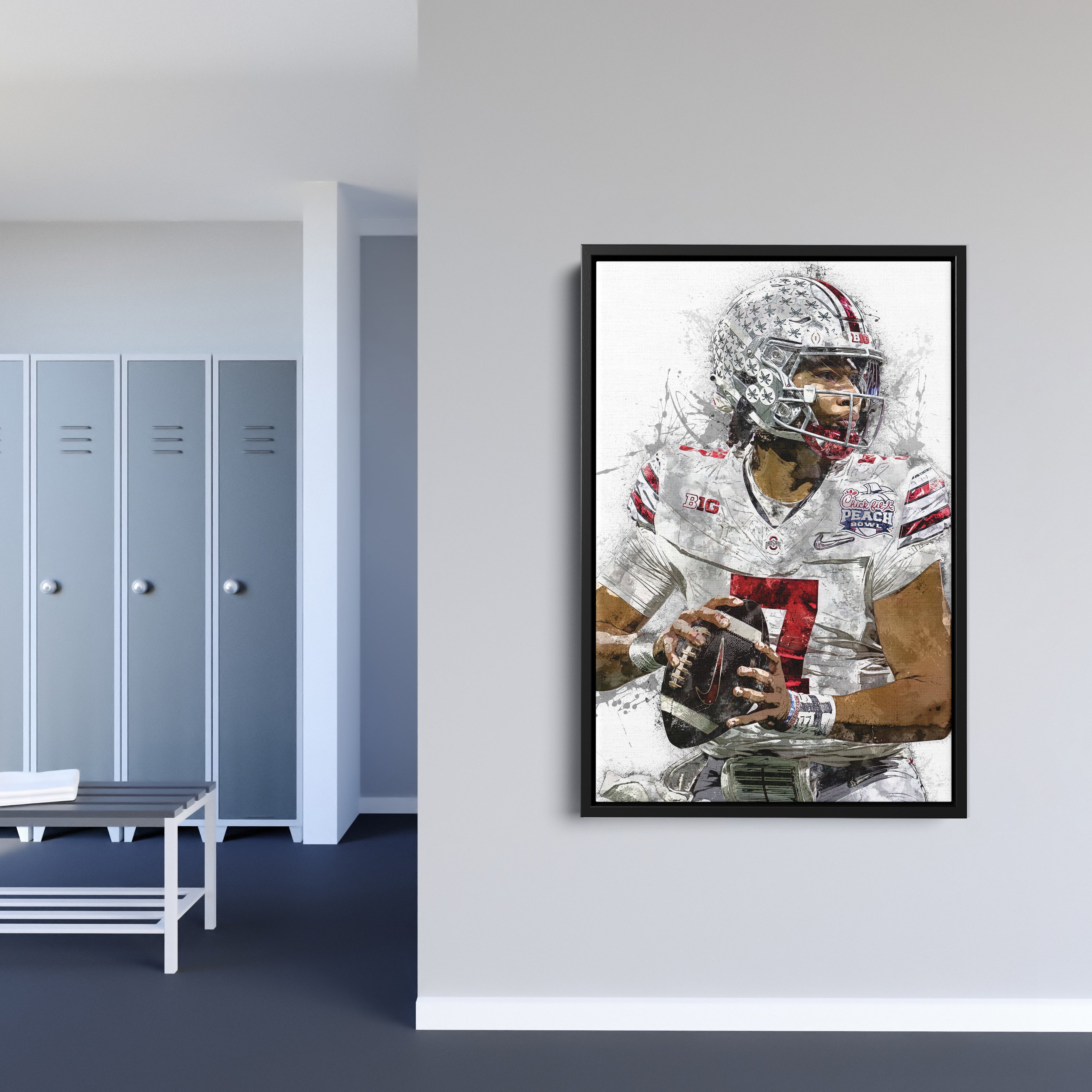C.J. Stroud Canvas Art – Ohio State Buckeyes Wall Decor