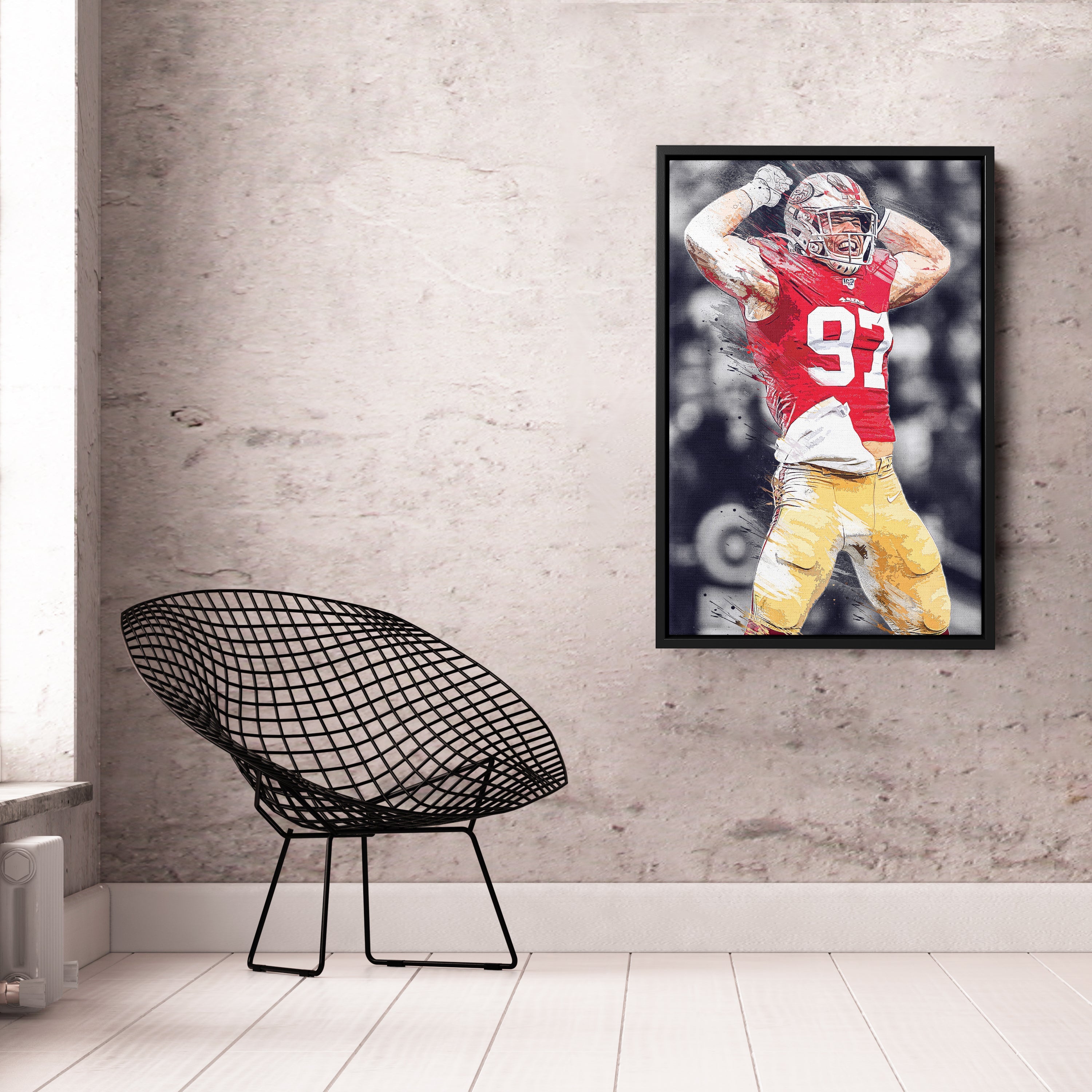 Nick Bosa Canvas Art – 49ers NFL Celebration Wall Decor