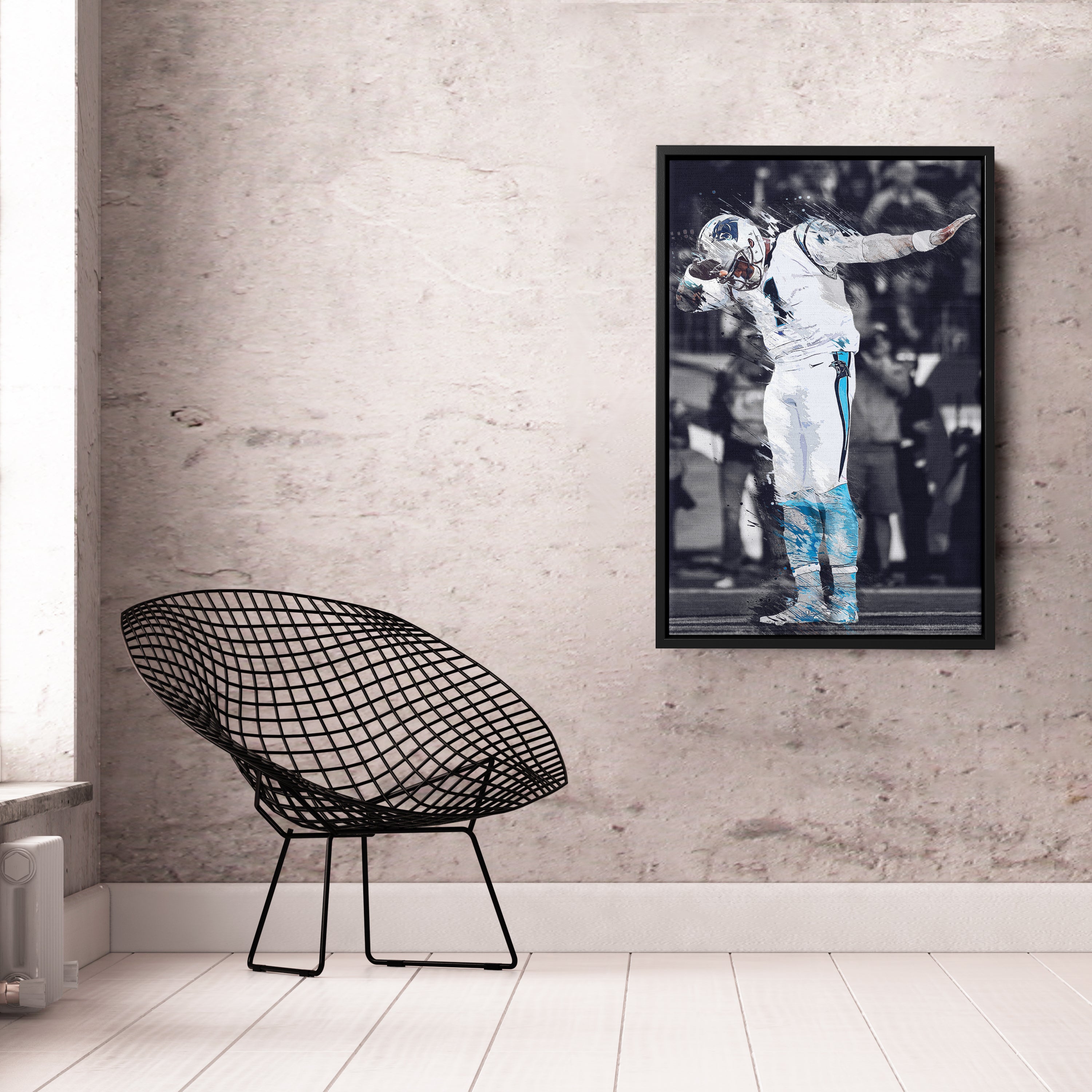 Cam Newton Canvas Art - Panthers Dab Celebration Wall Decor