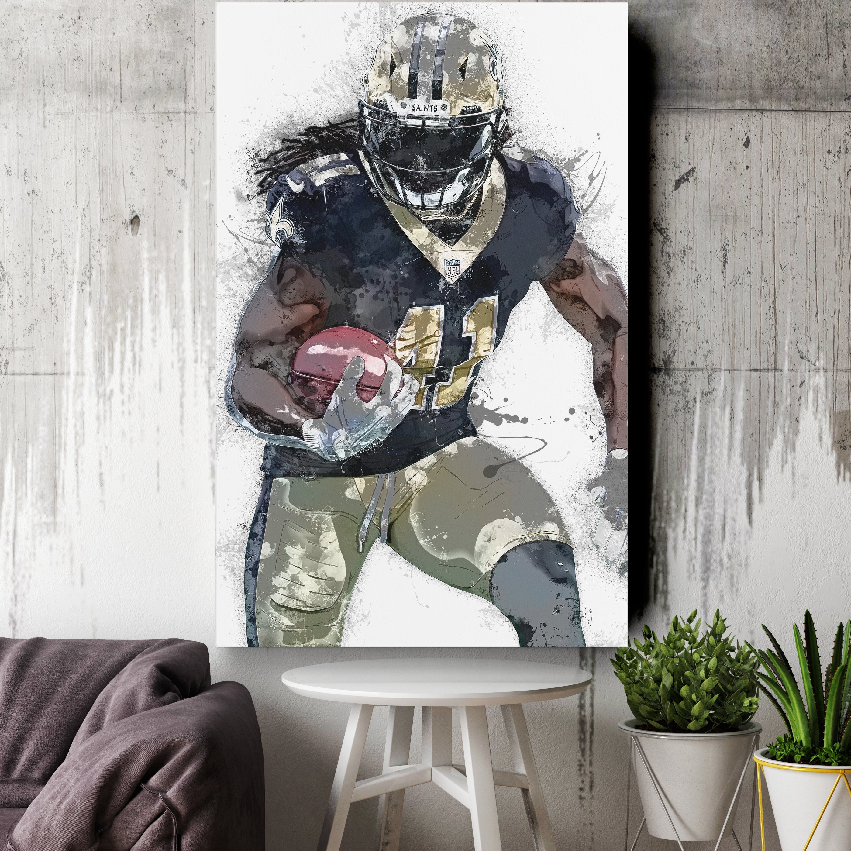 Alvin Kamara Canvas Art – New Orleans Saints Wall Decor