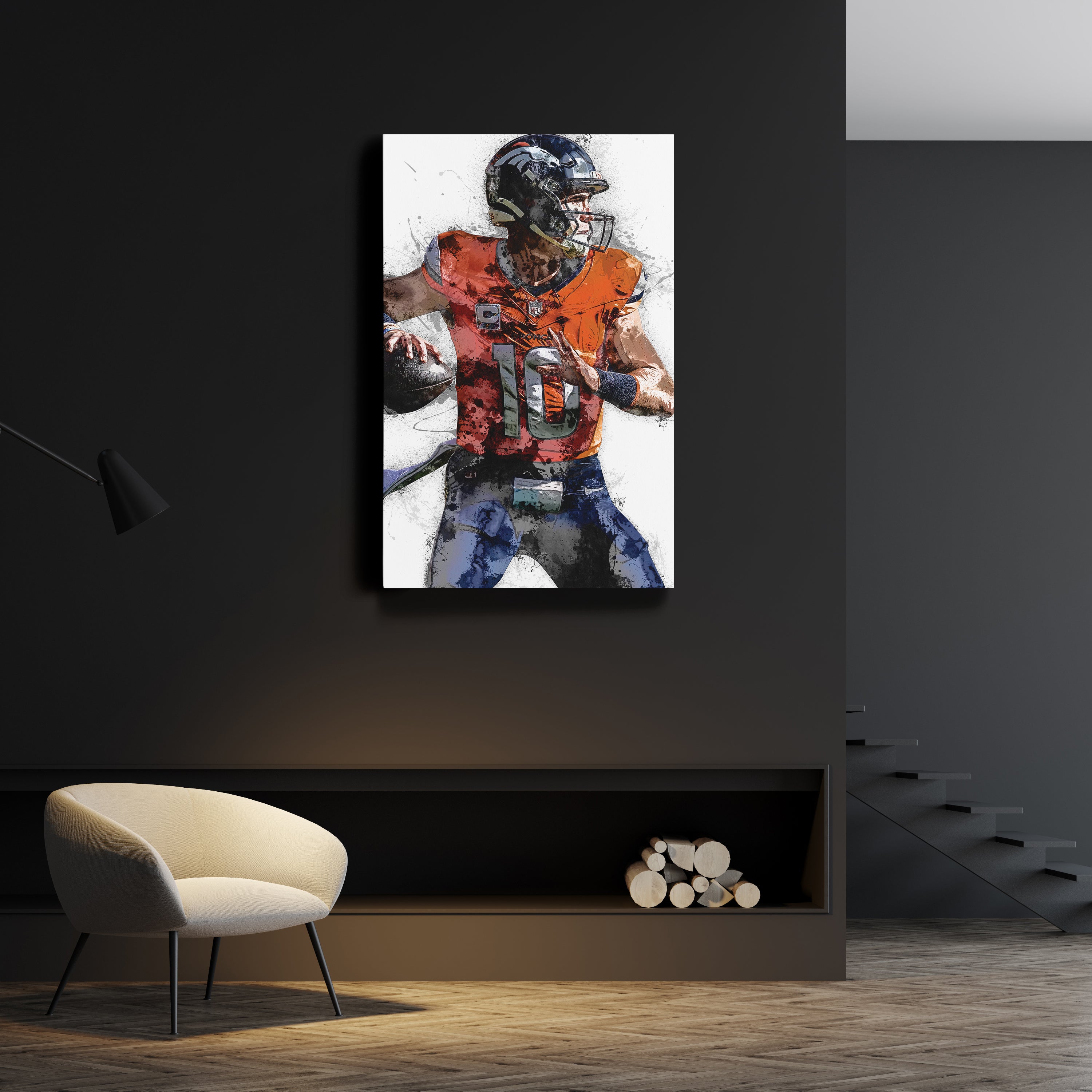 Bo Nix Canvas Art – Denver Broncos Wall Decor