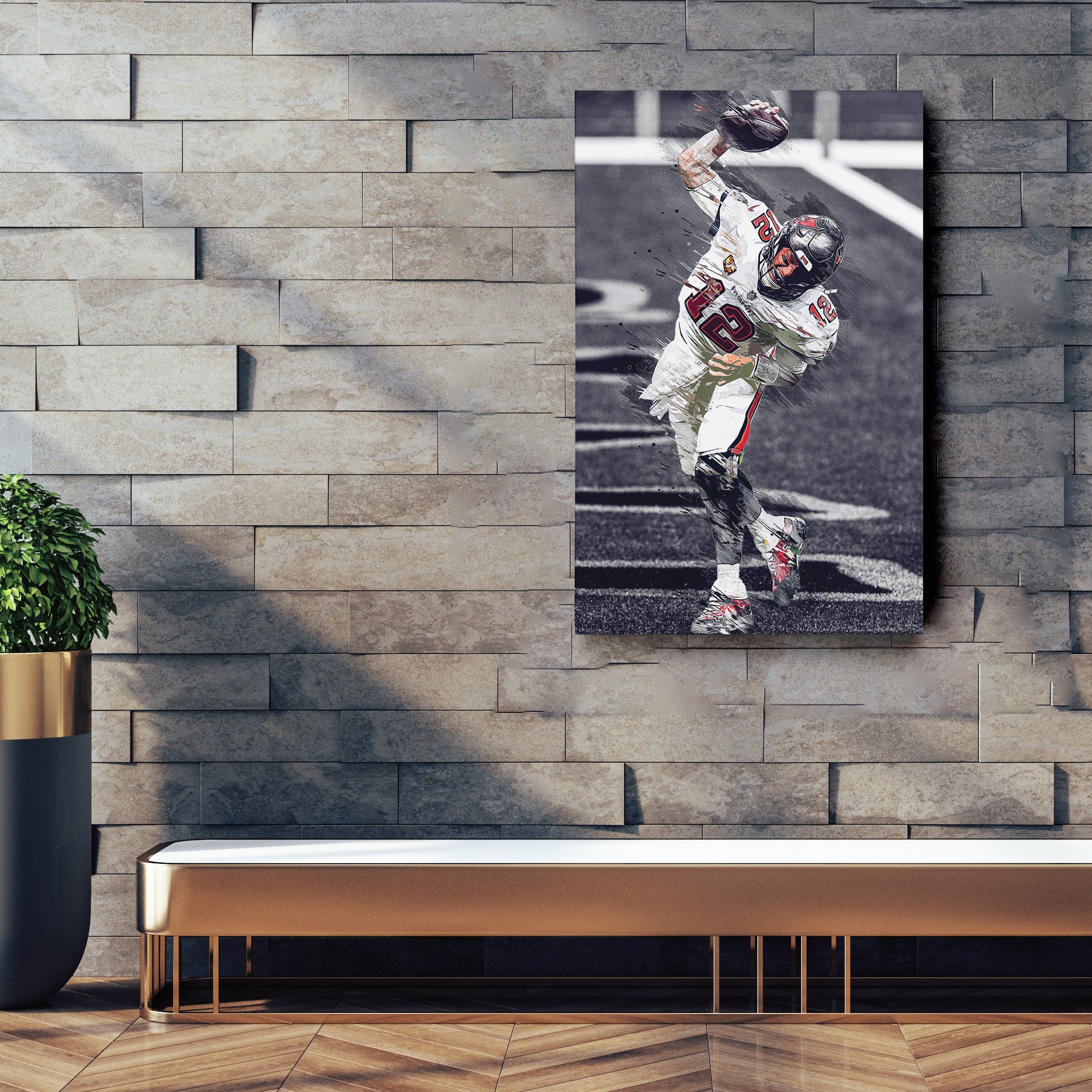 Tom Brady Canvas Art – Buccaneers Spiking Ball Decor