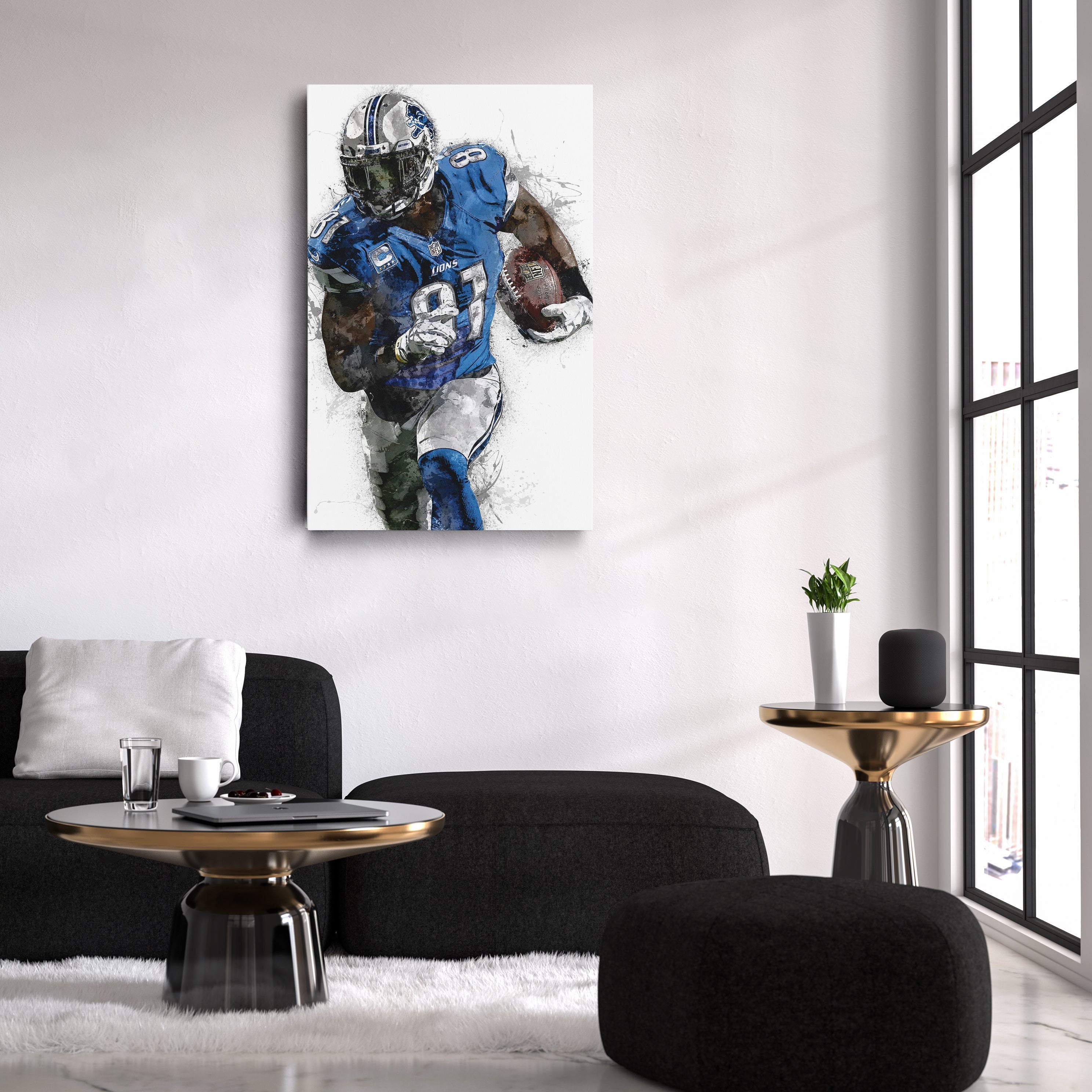 Calvin Johnson Canvas Art – Detroit Lions Wall Decor