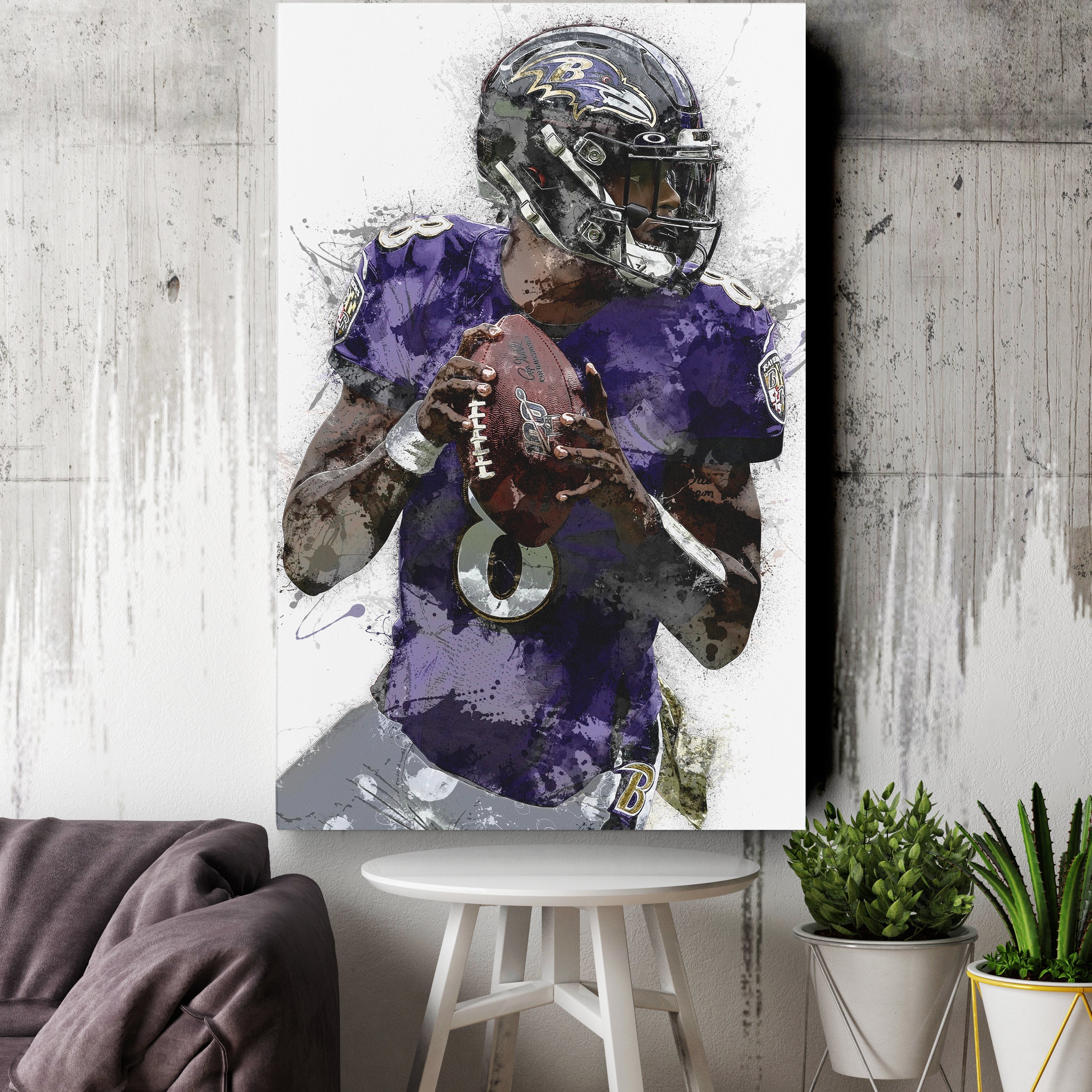 Lamar Jackson Canvas Art – Baltimore Ravens Wall Decor