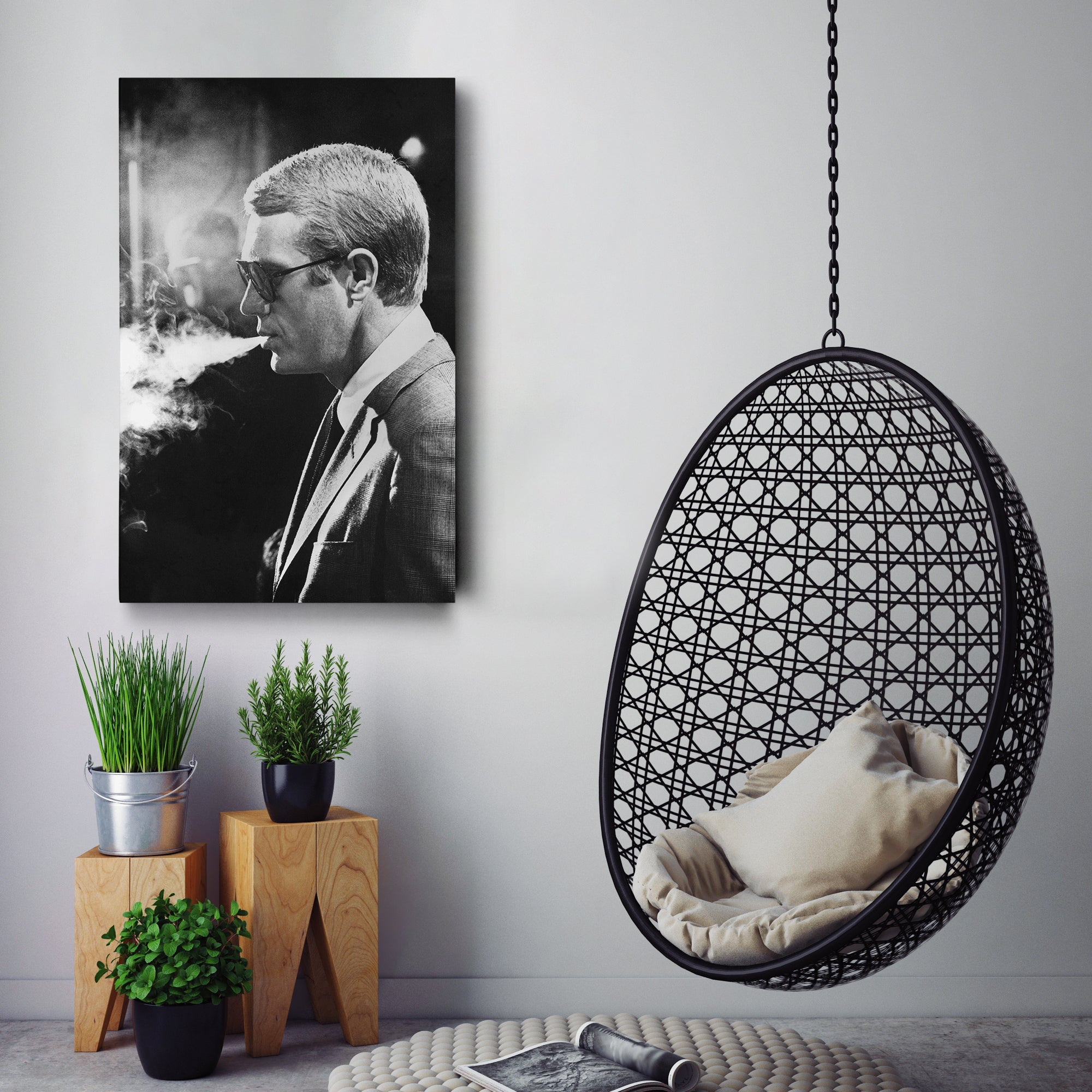 Steve McQueen Canvas Art – Classic Actor Wall Decor