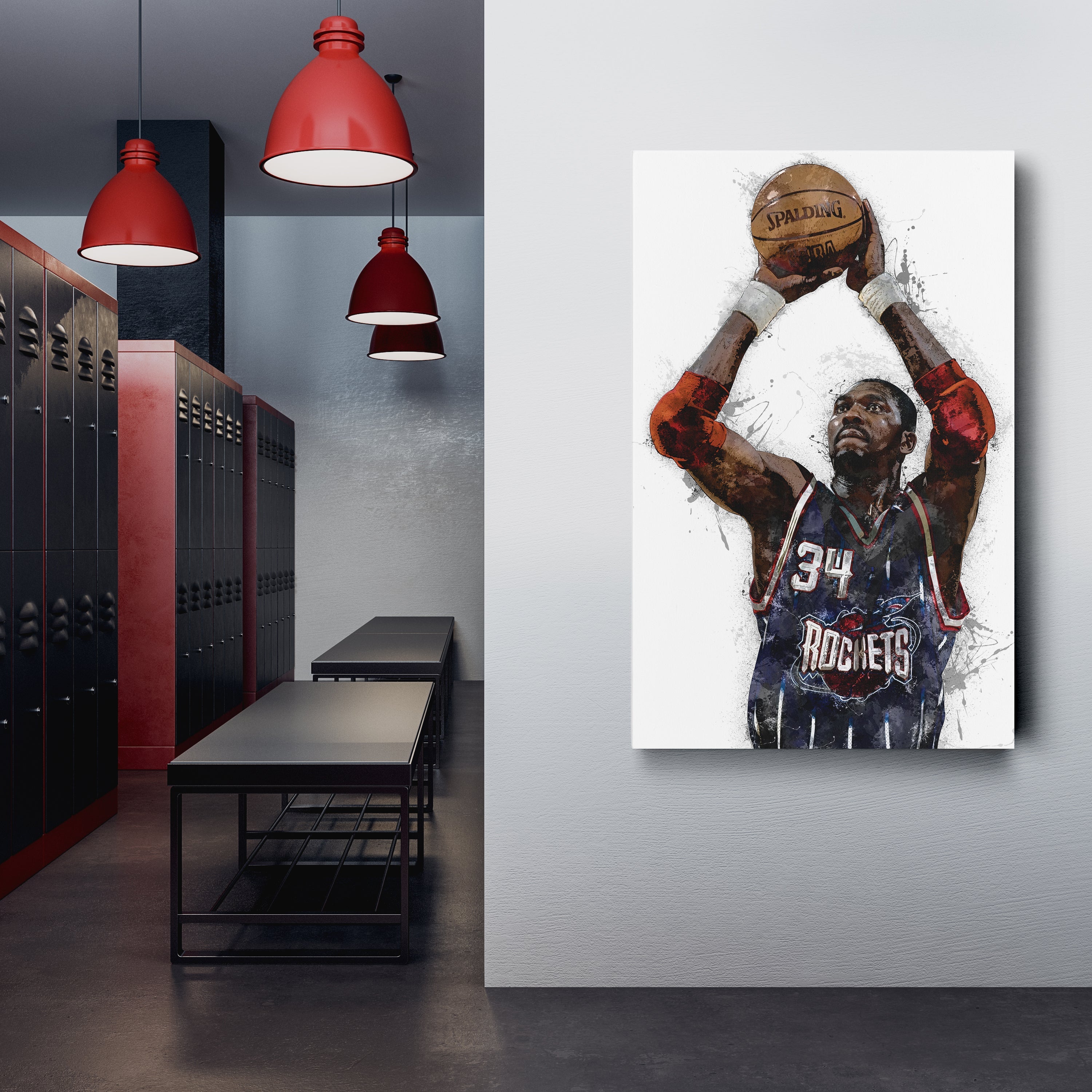 Hakeem Olajuwon Canvas Art – Houston Rockets Wall Decor