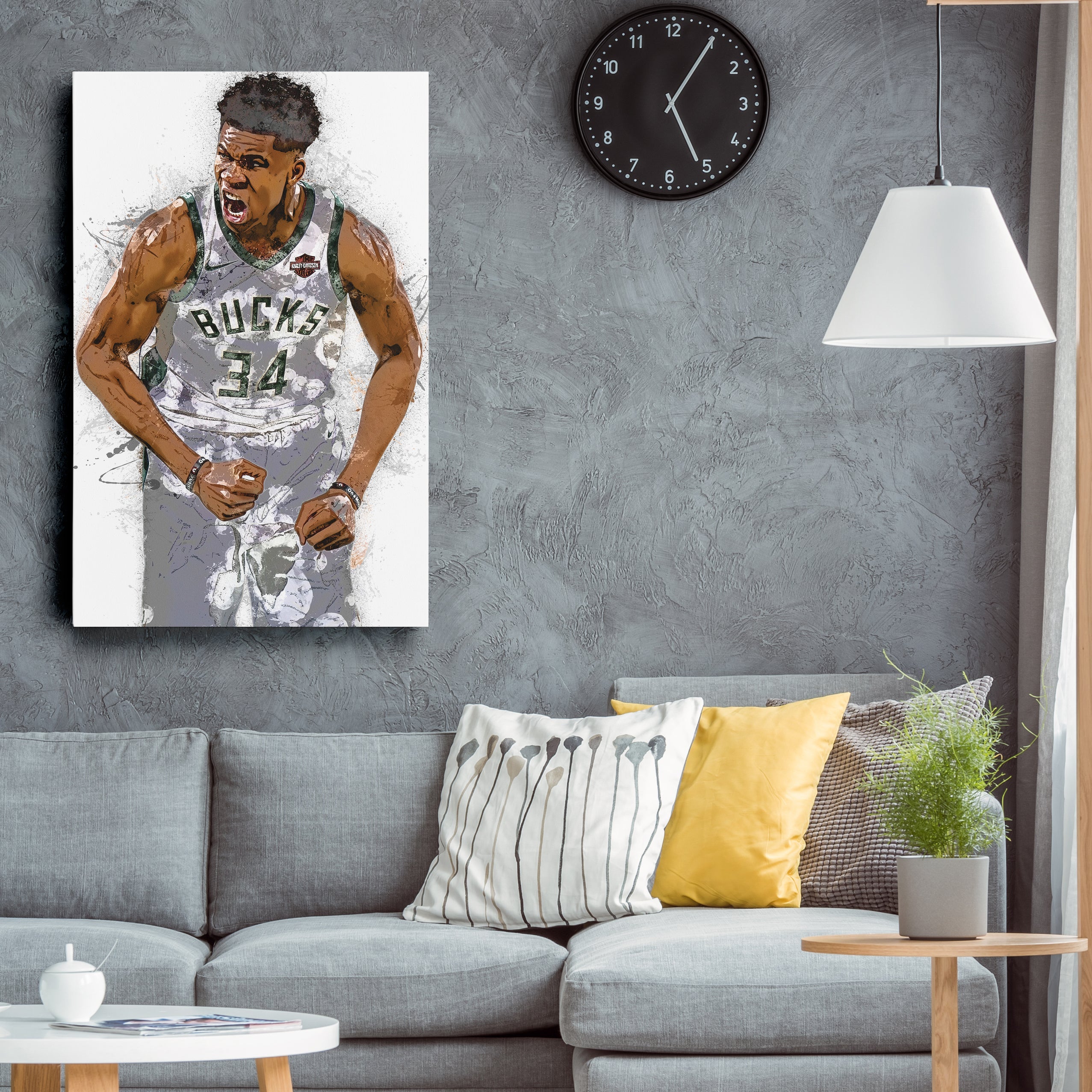 Giannis Antetokounmpo Canvas Art – Milwaukee Bucks Wall Decor