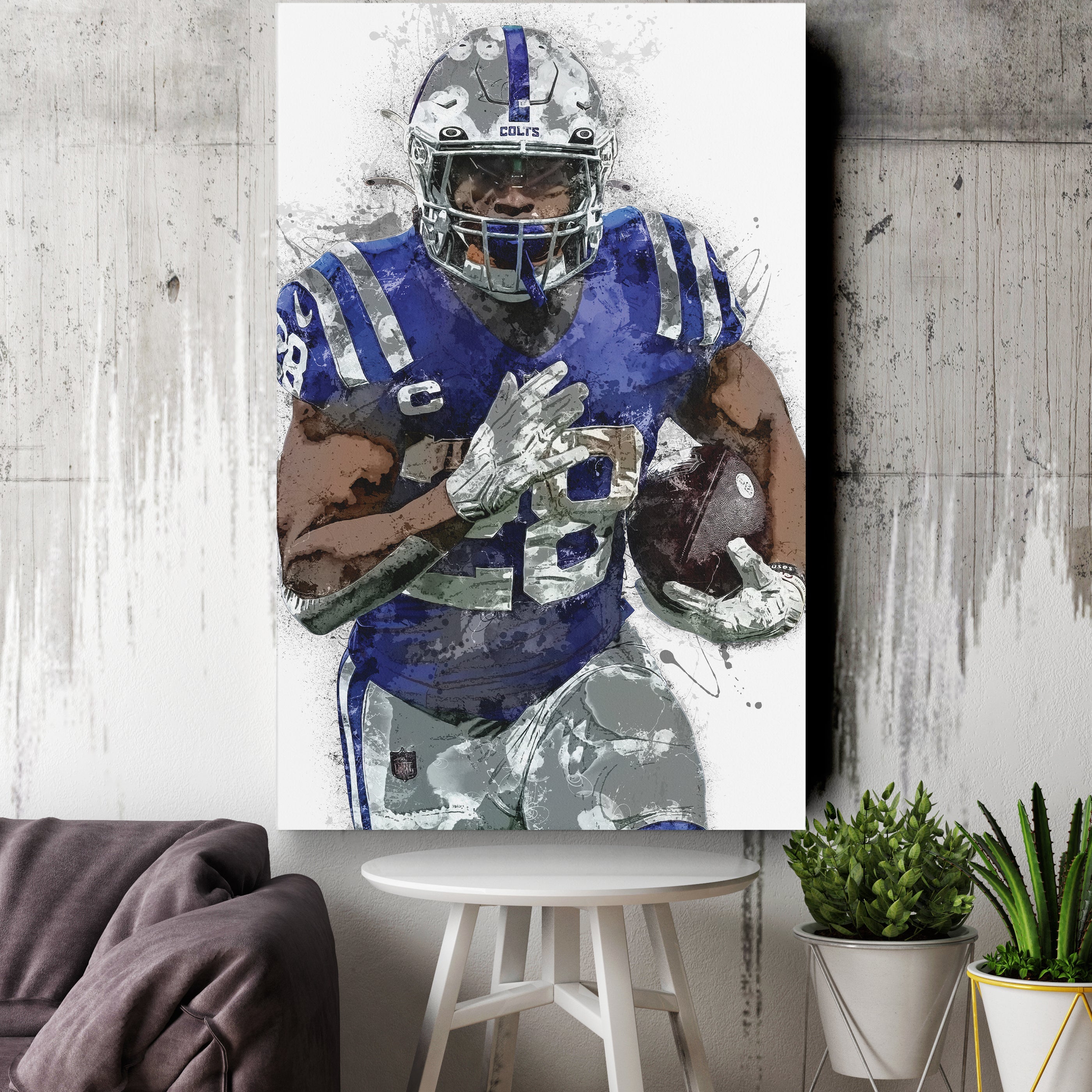 Jonathan Taylor Canvas Art – Indianapolis Colts Wall Decor