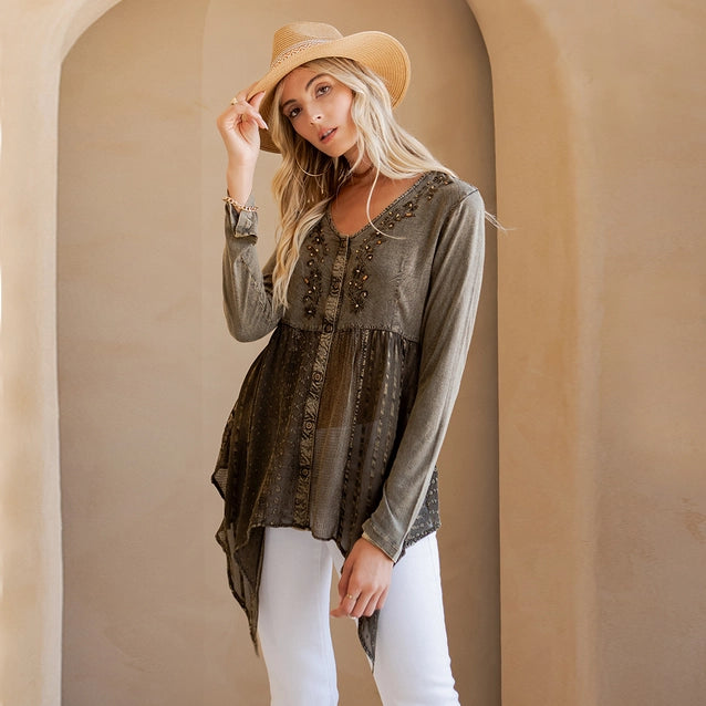 Young Threads Bohemian Rhapsody: Stonewashed Rayon Women Top