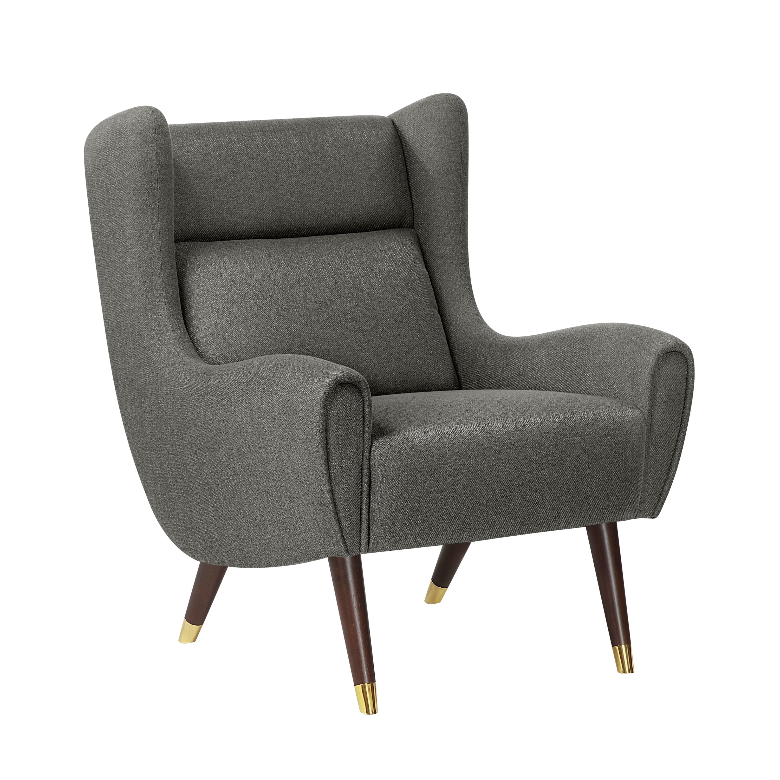 Modern Wingback Upholstered Dark Gray Accent Chair 1pc Solid Wood Sleek Design Luxury Furniture