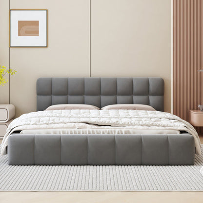 LuneluX_Home – 81.7" Upholstered Double Bed with Soft Linen Backrest