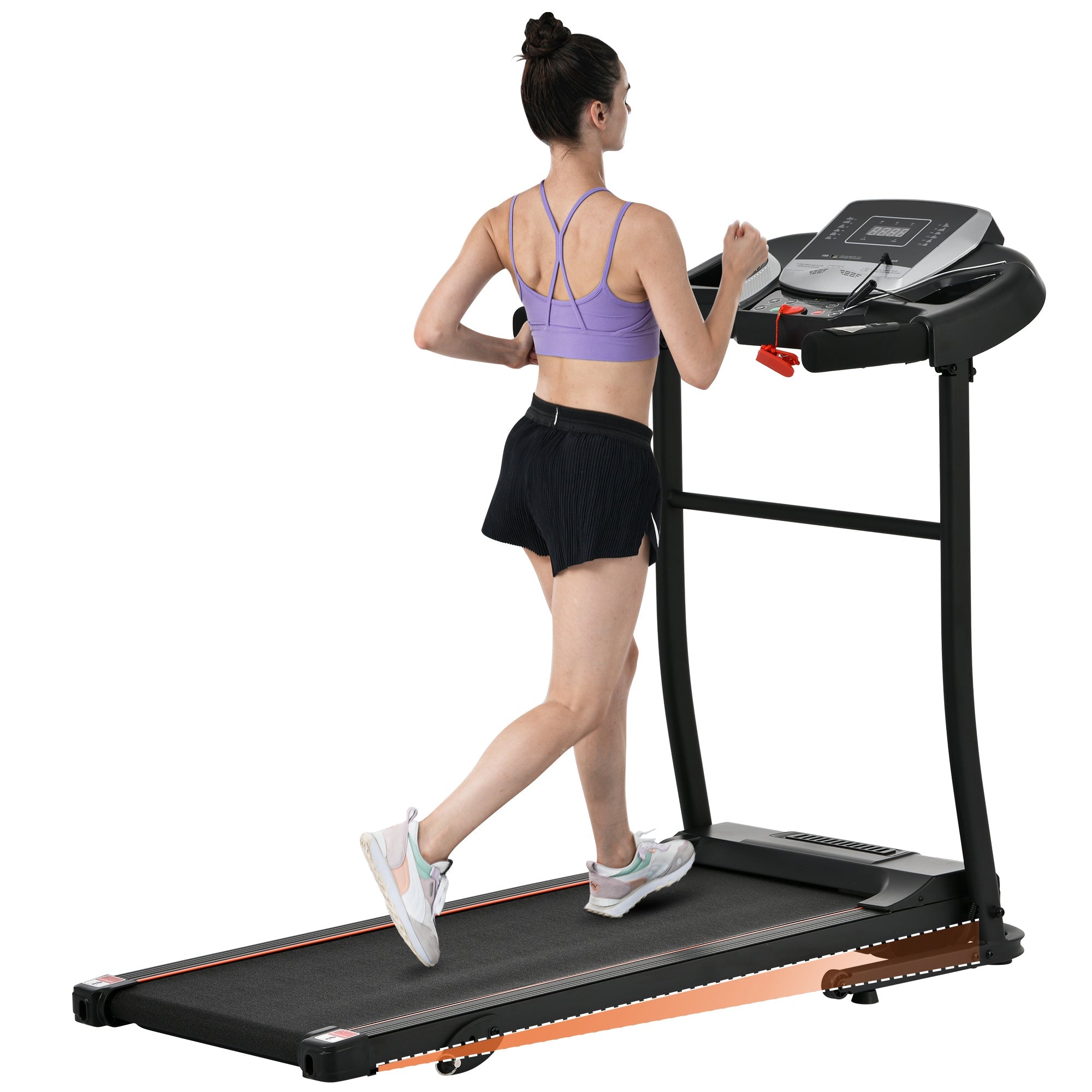 Treadmills for Home, Folding Treadmill with Incline and Heart Rate Sensor, 2.5HP Quiet Brushless with USB Charge Station, Small Space Portable Running Walking Machine, 300lbs Weight Capacity