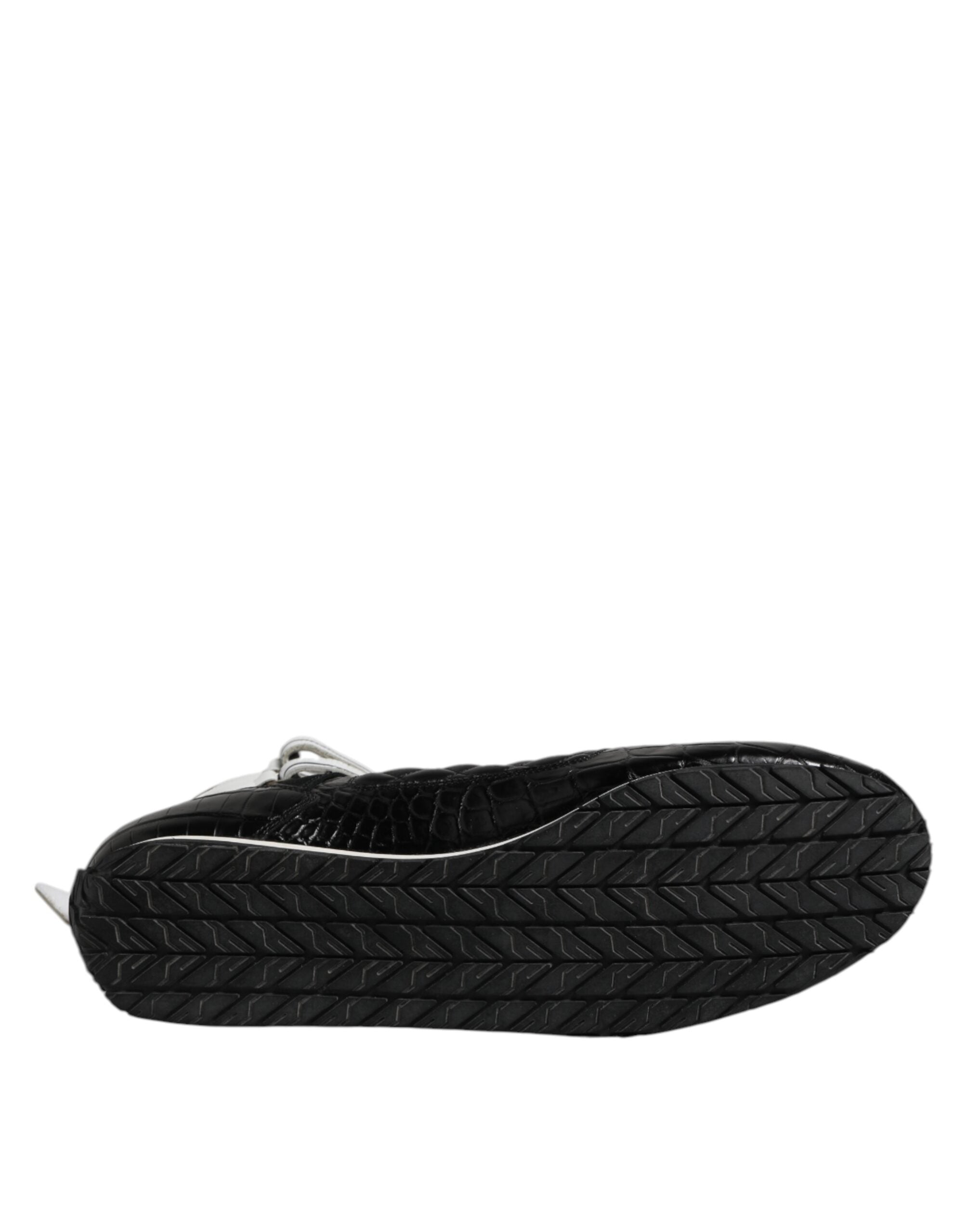 Dolce & Gabbana Black Quilted Leather Lace Up Sneakers Shoes