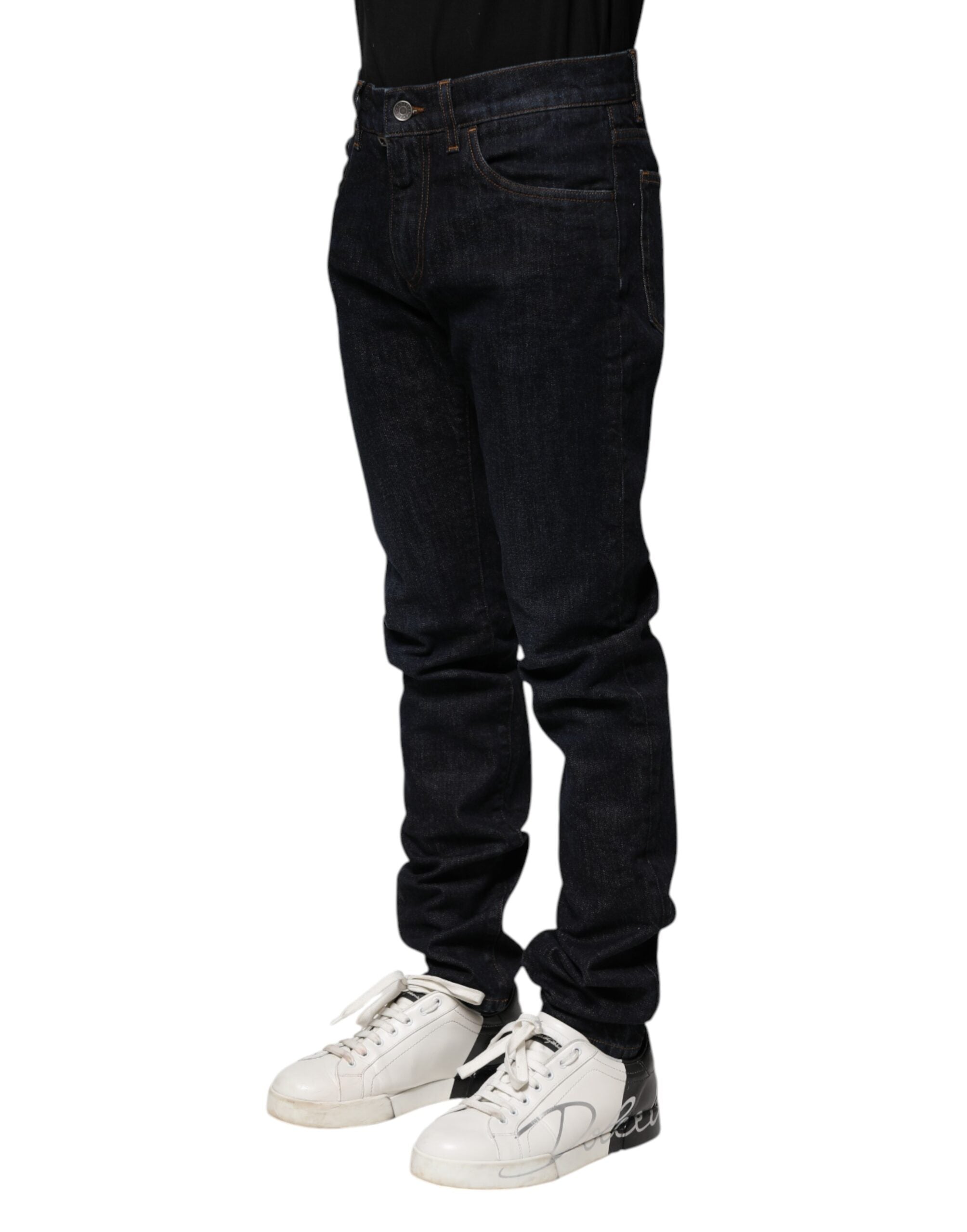 Dolce & Gabbana Black Cotton Skinny Denim Men Jeans