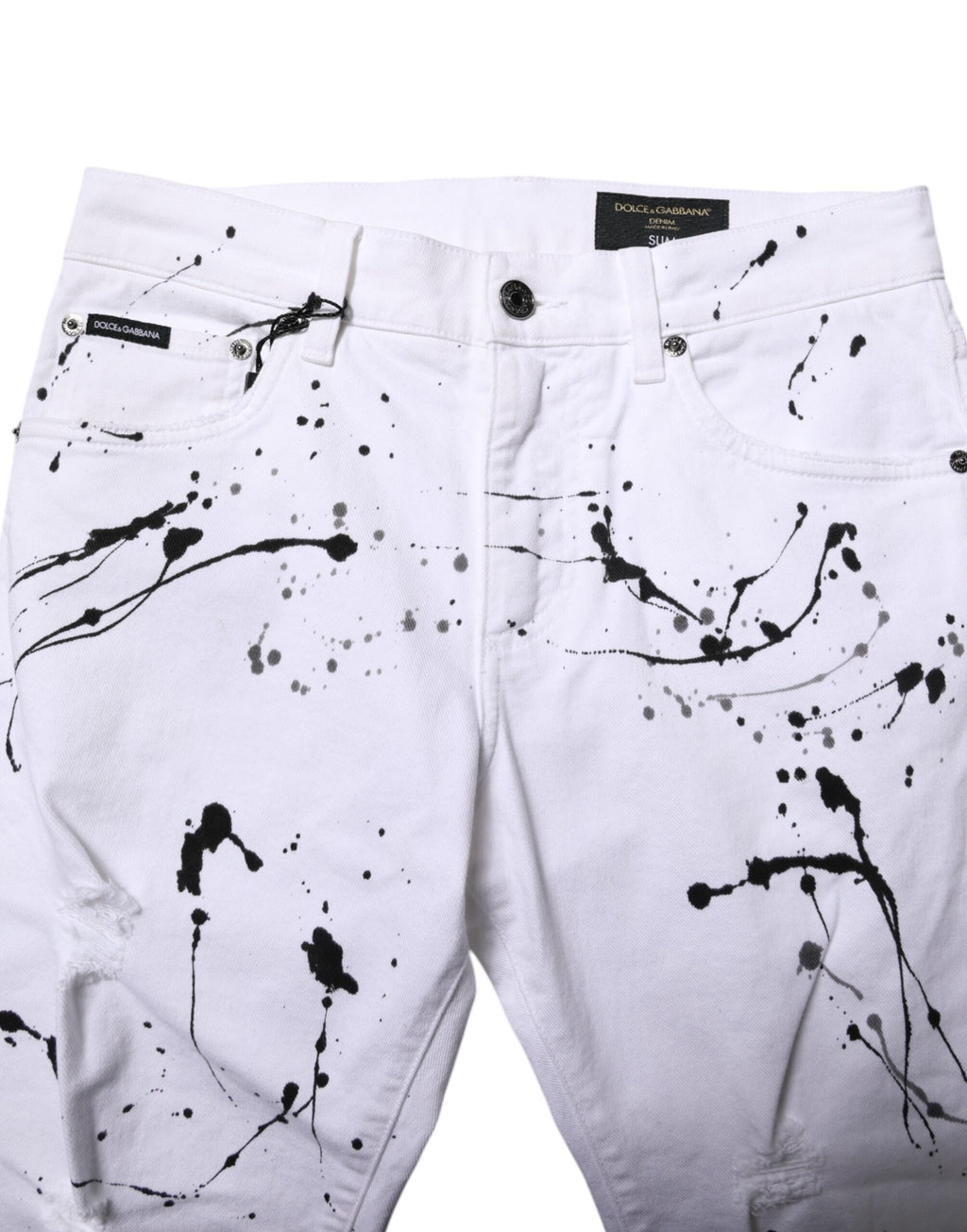 Dolce & Gabbana White ColorSplash Skinny Denim Jeans